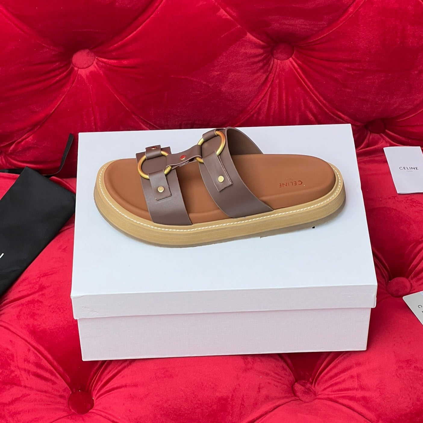 Sandal Flat Chocolate Brown Canvas - 35