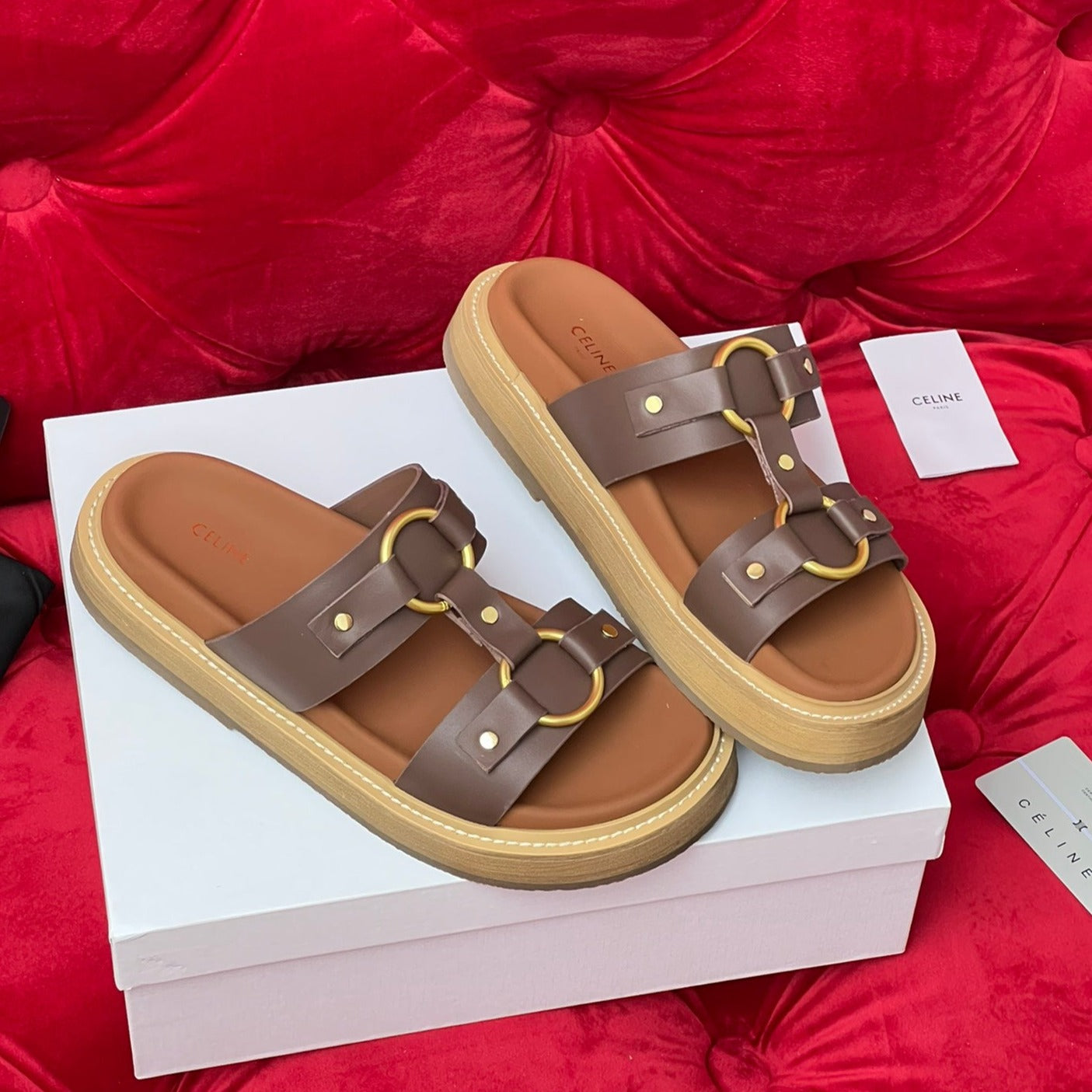 Sandal Flat Chocolate Brown Canvas - 35
