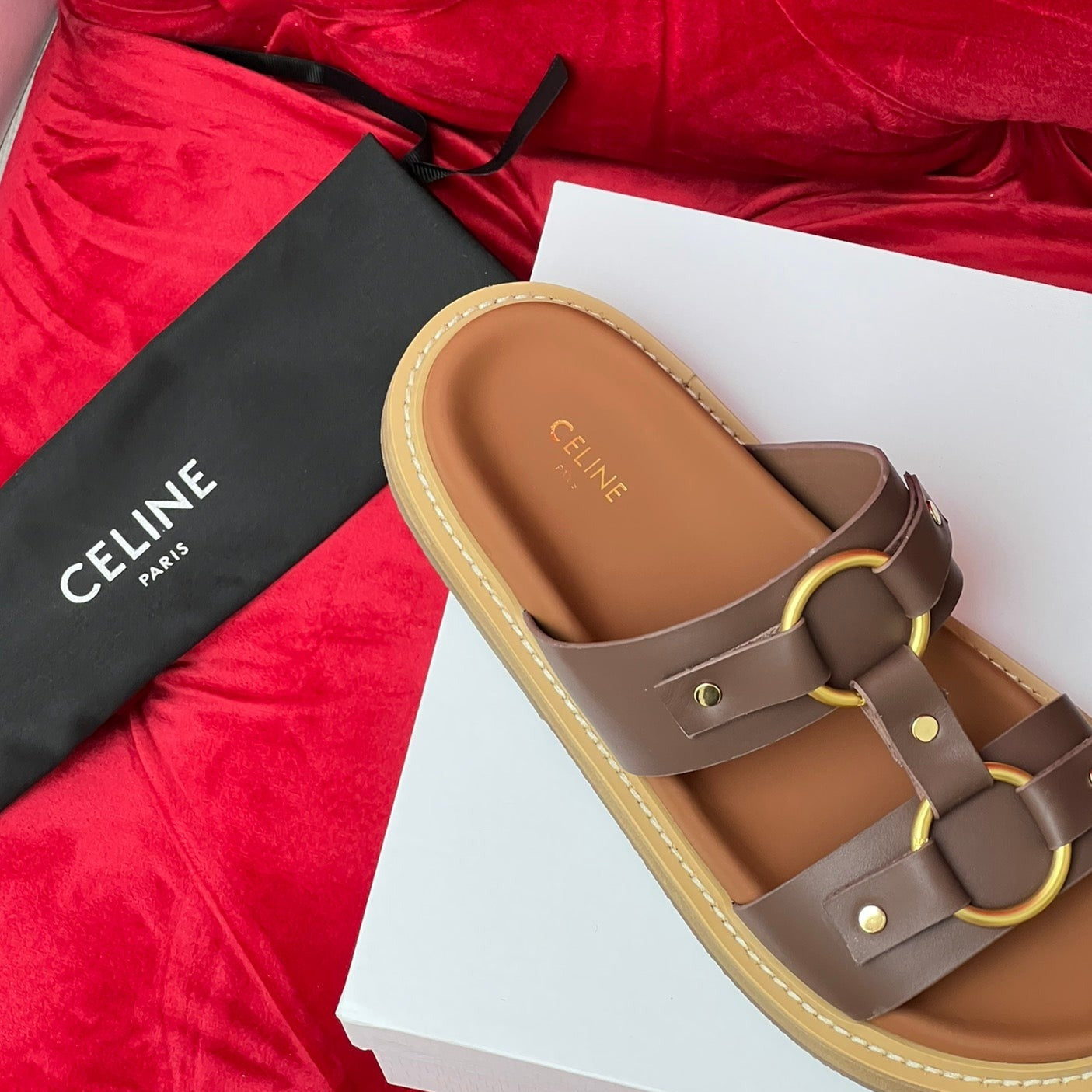 Sandal Flat Chocolate Brown Canvas - 35