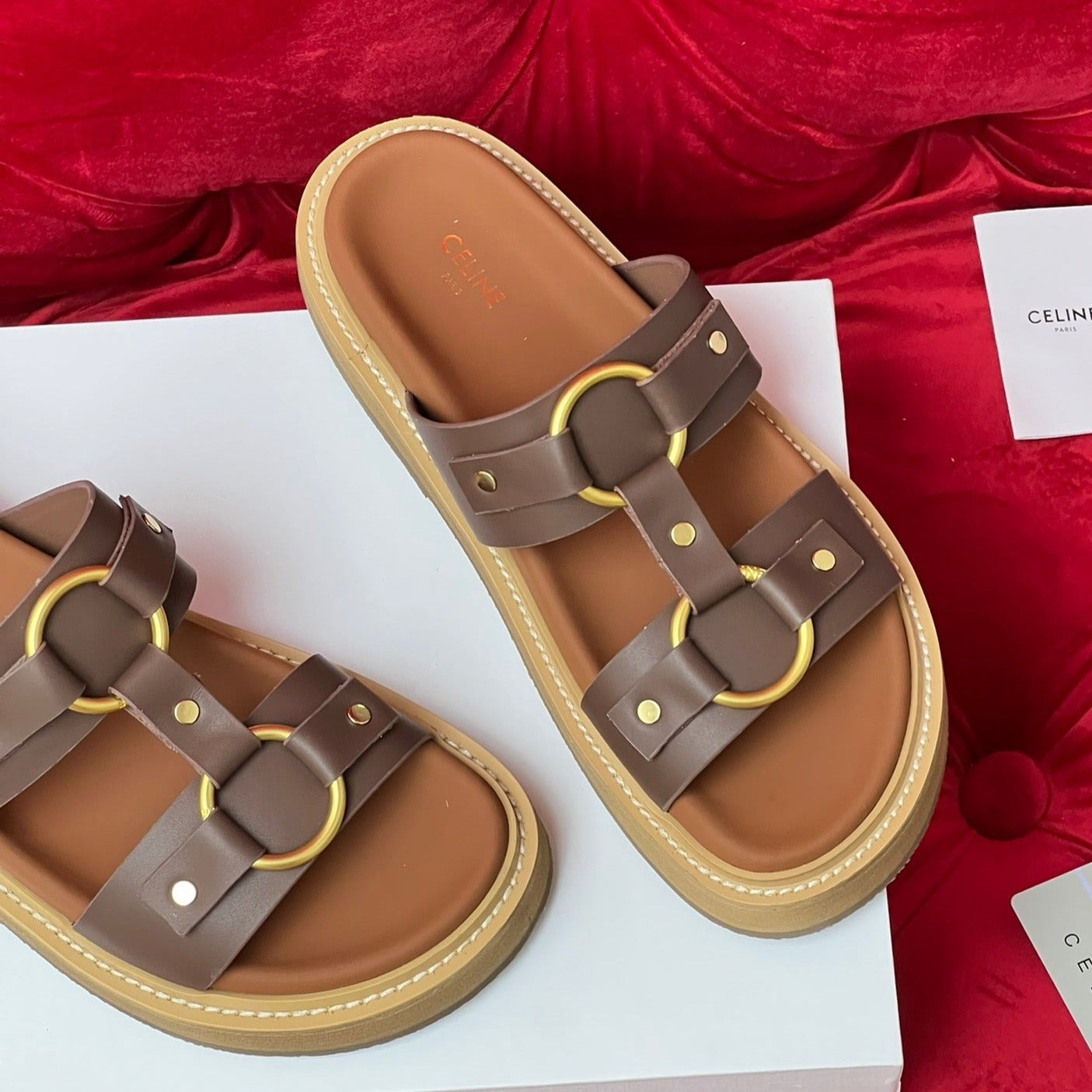 Sandal Flat Chocolate Brown Canvas - 35