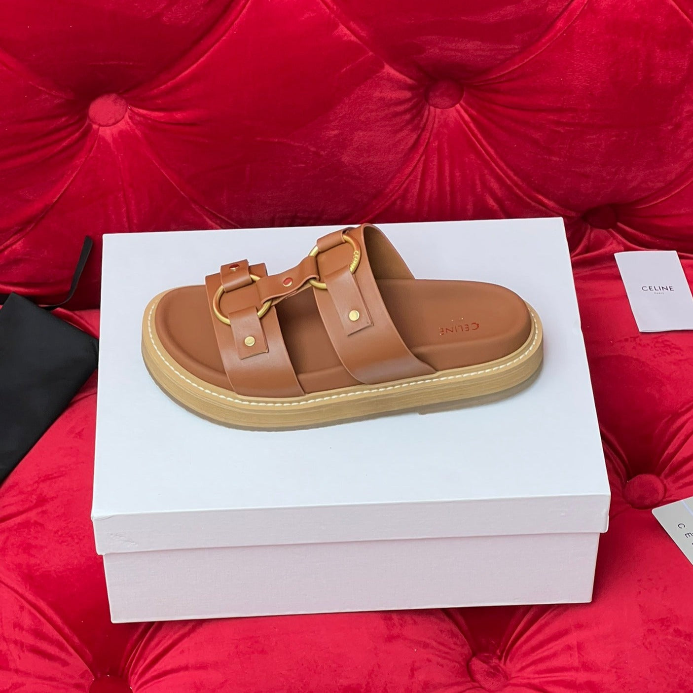 Sandal Flat Cinnamon Brown Canvas - 35