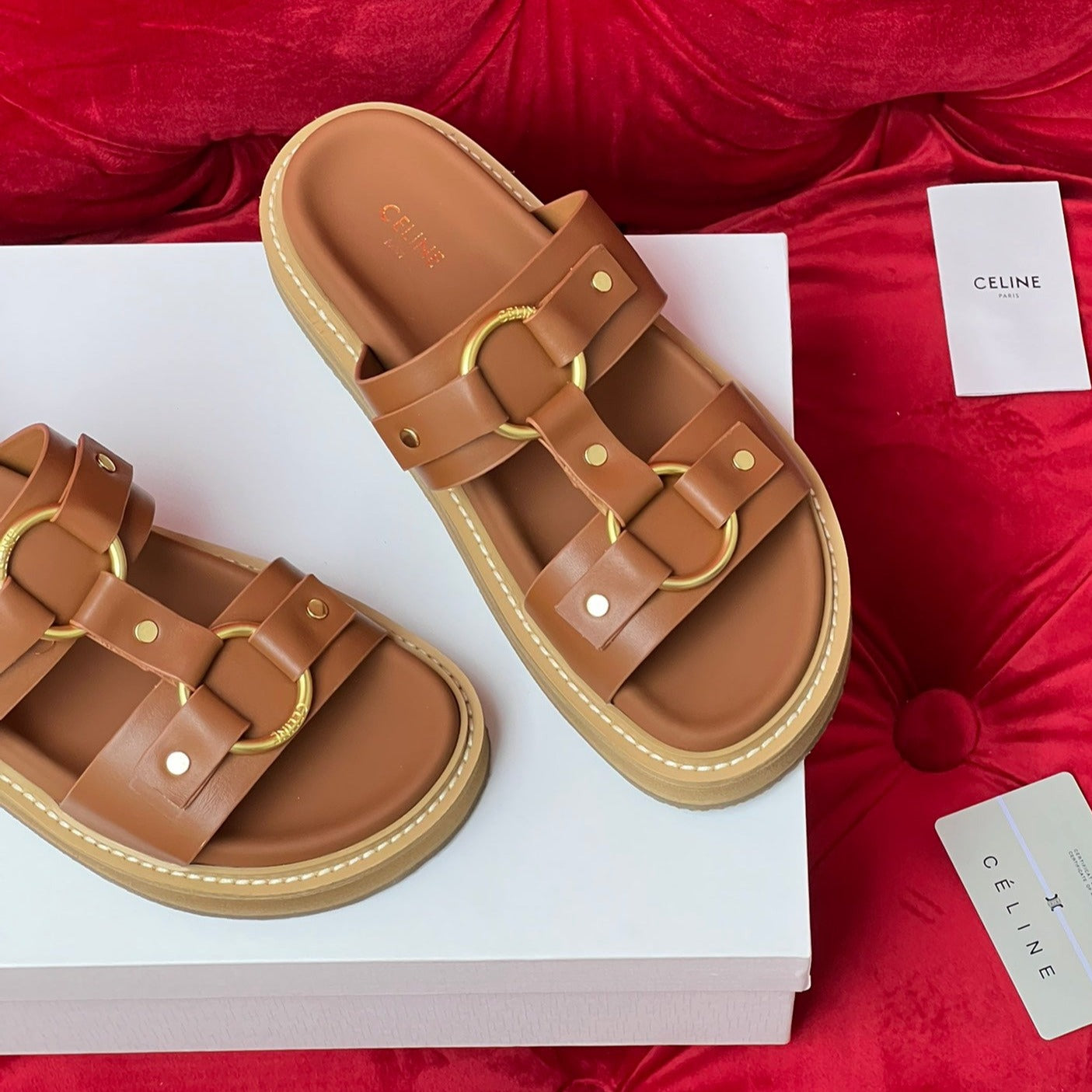Sandal Flat Cinnamon Brown Canvas - 35
