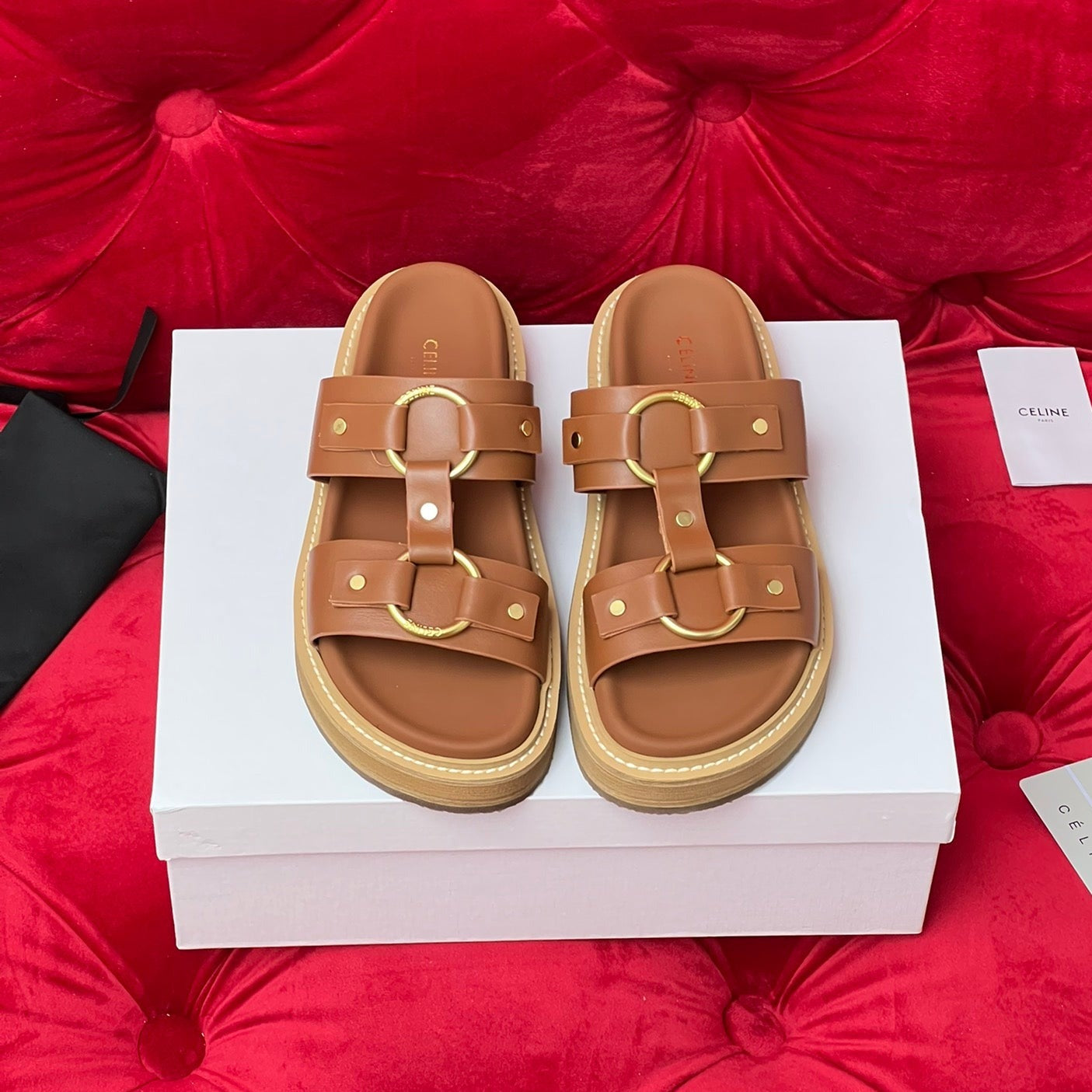 Sandal Flat Cinnamon Brown Canvas - 35