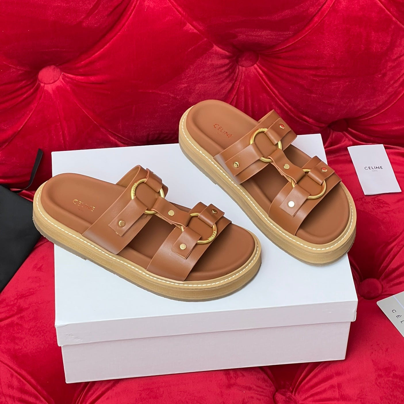Sandal Flat Cinnamon Brown Canvas - 35