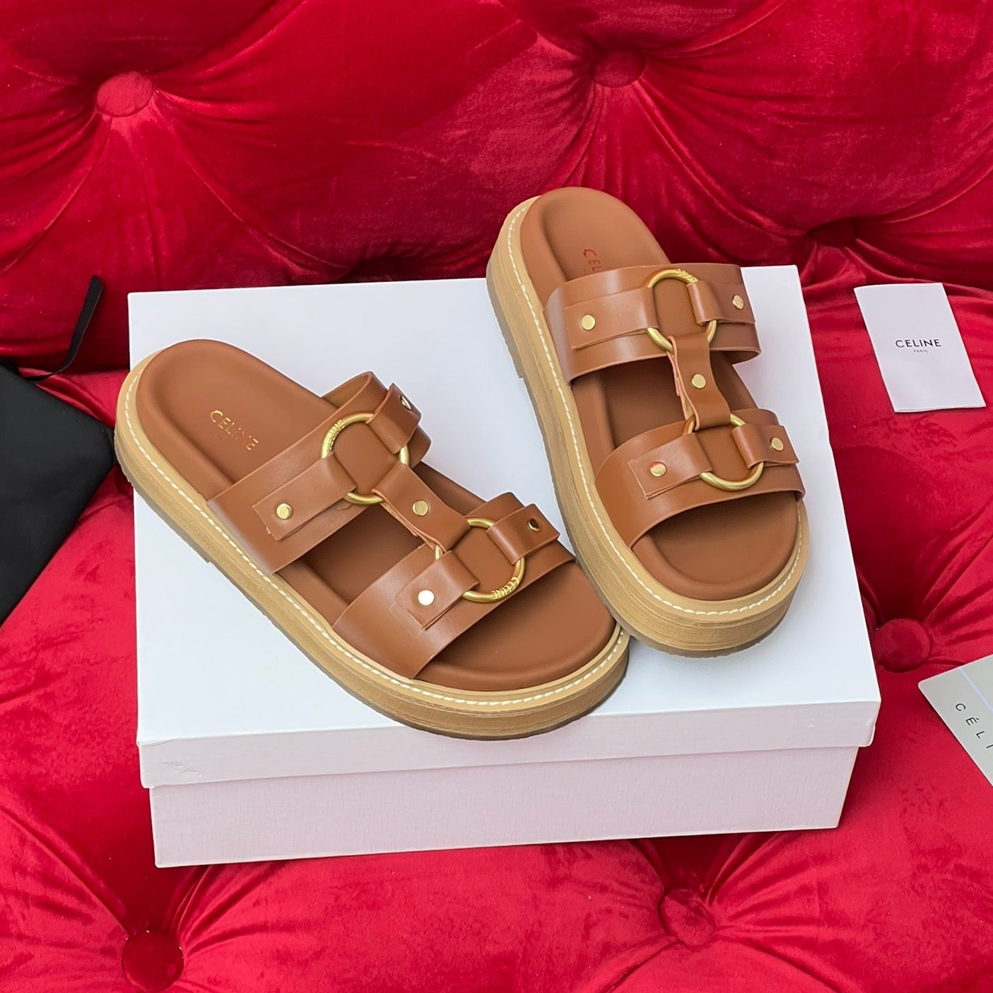 Sandal Flat Cinnamon Brown Canvas - 35
