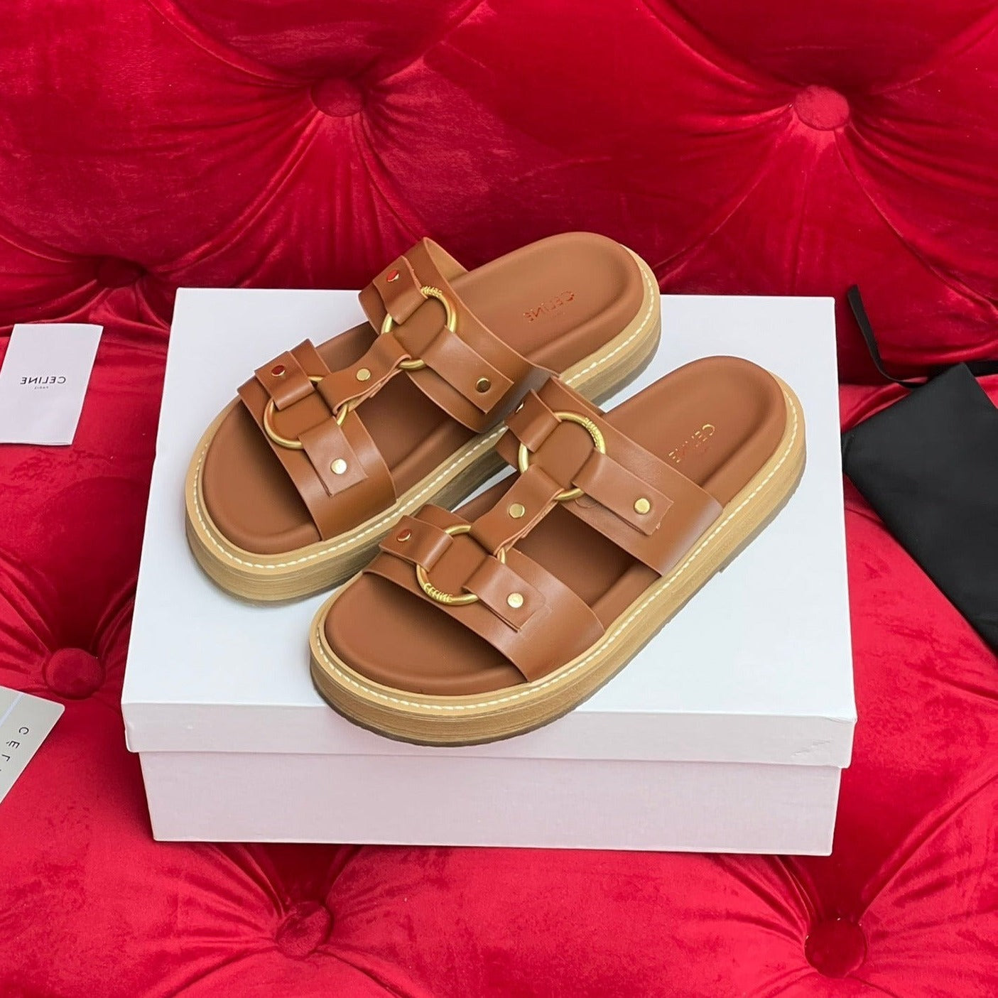 Sandal Flat Cinnamon Brown Canvas - 35