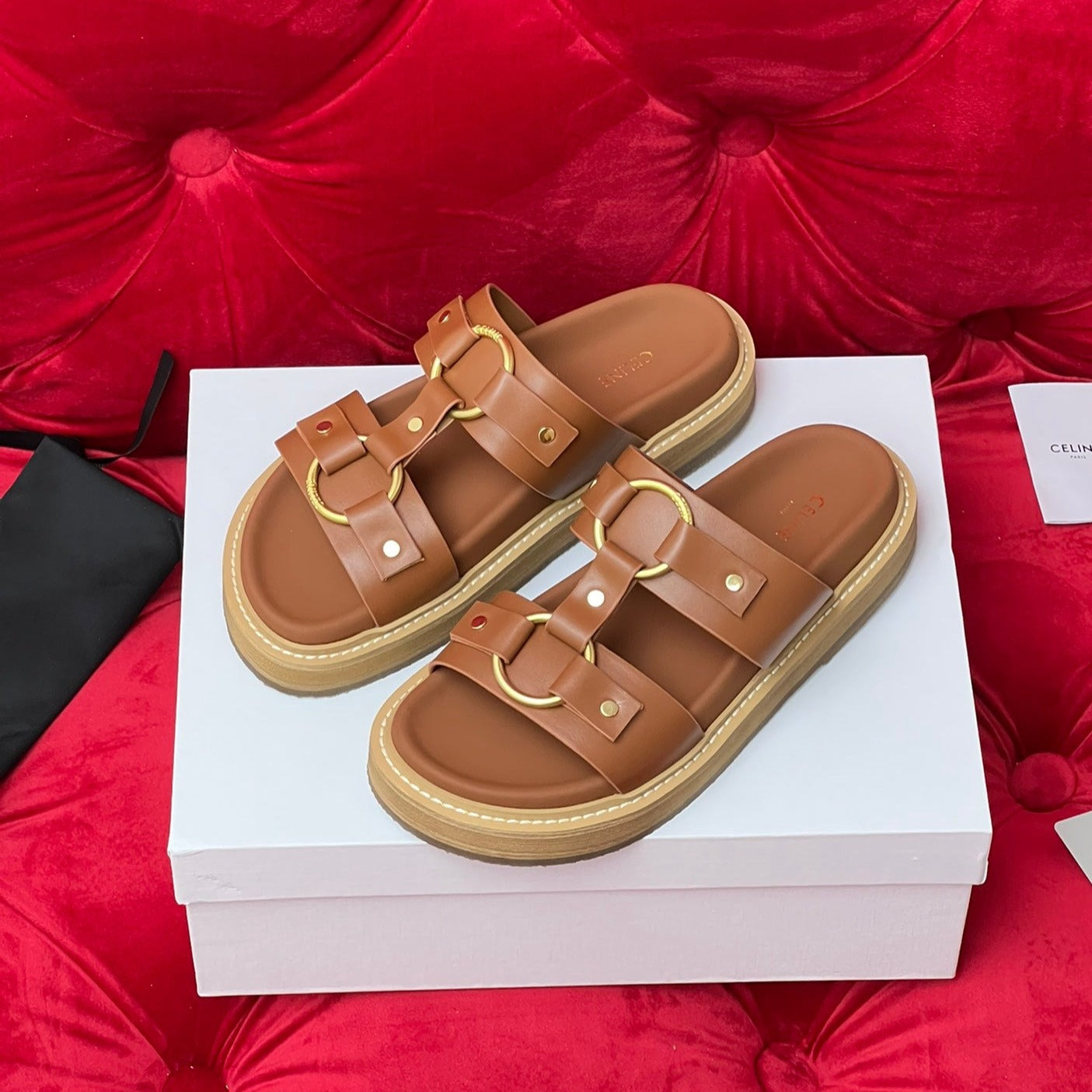 Sandal Flat Cinnamon Brown Canvas - 35