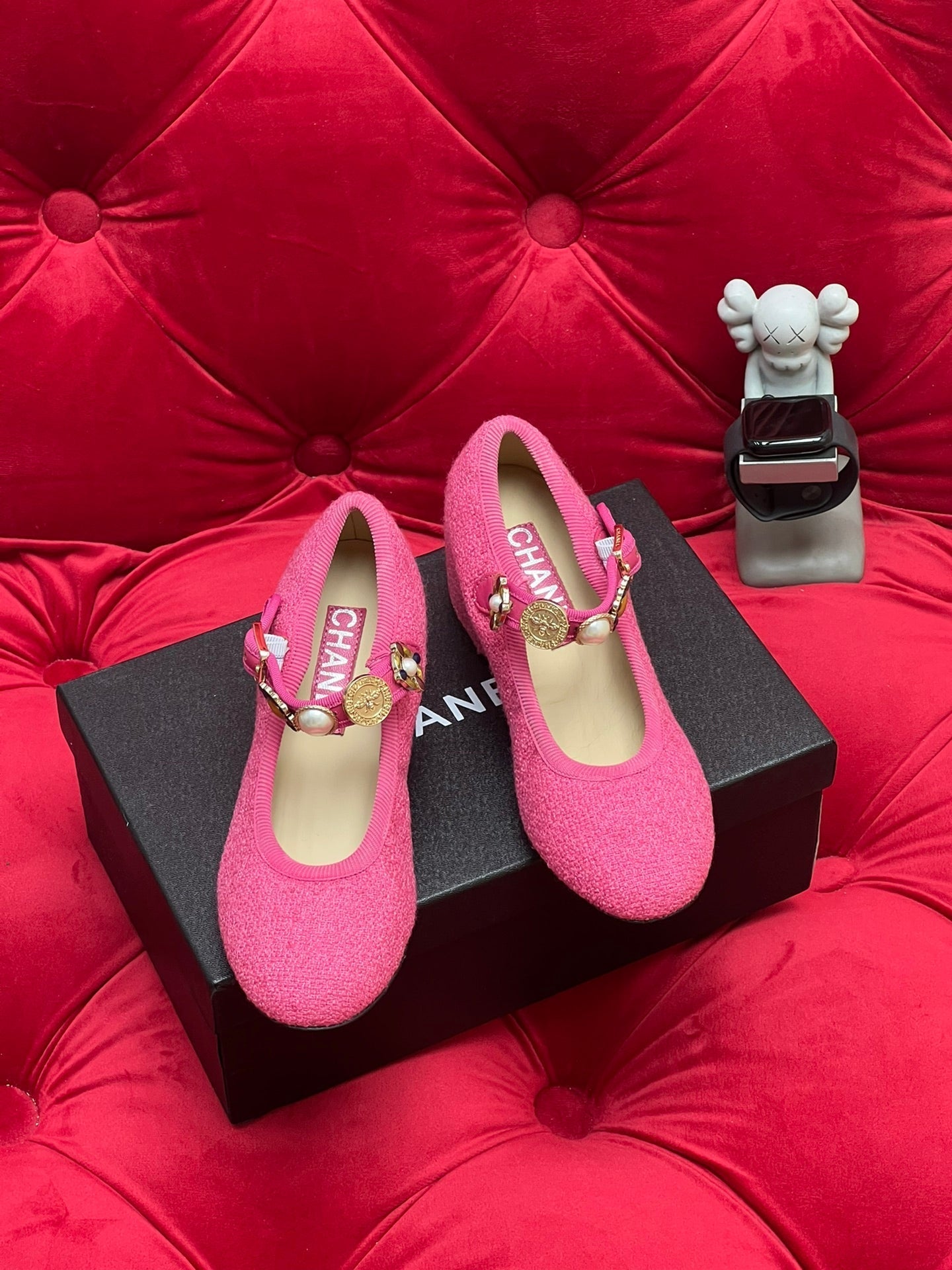 HIGH MARY JANE SHOES HOT PINK WOOL TWEED - 35