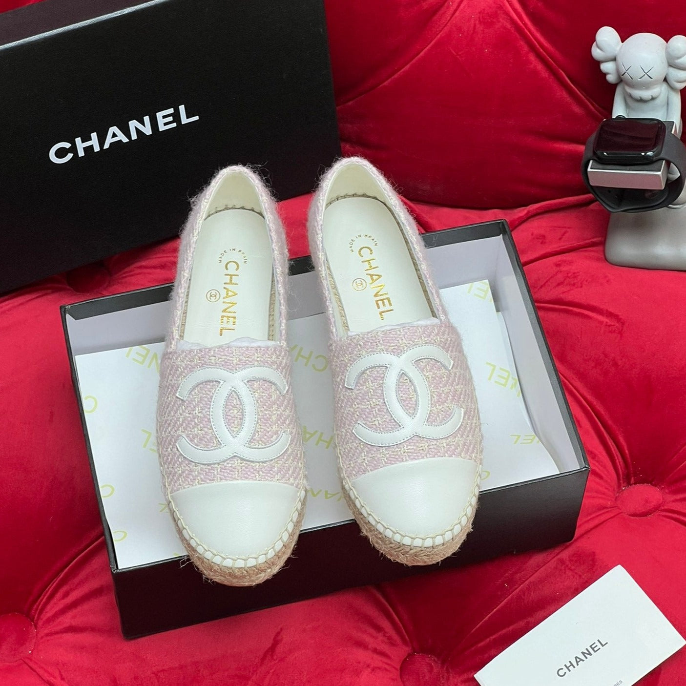 WOVEN LOAFERS IN LIGHT PINK FABRIC - 34