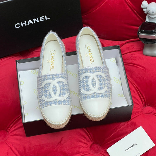 WOVEN LOAFERS IN LIGHT BLUE FABRIC - 34