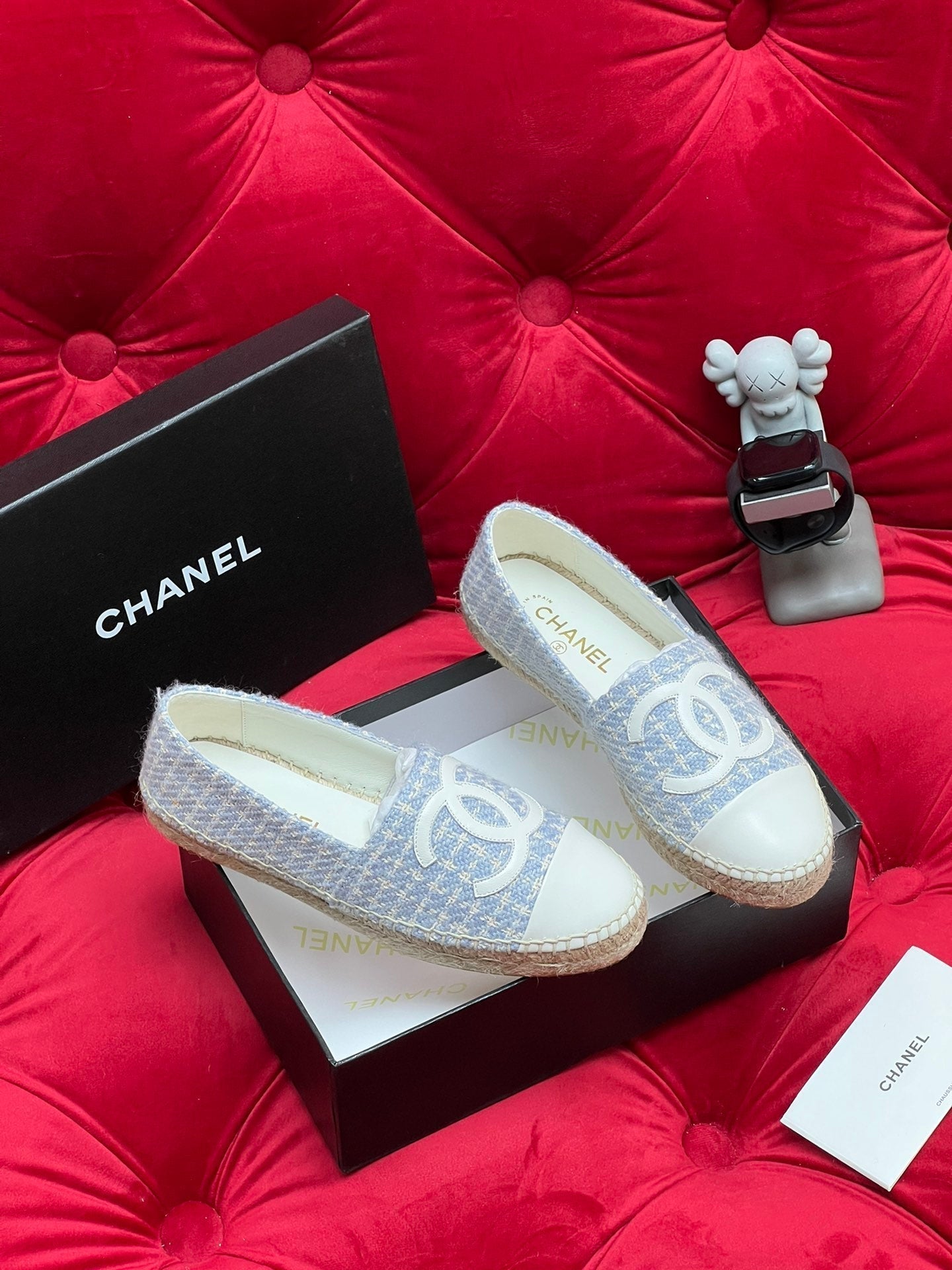 WOVEN LOAFERS IN LIGHT BLUE FABRIC - 34