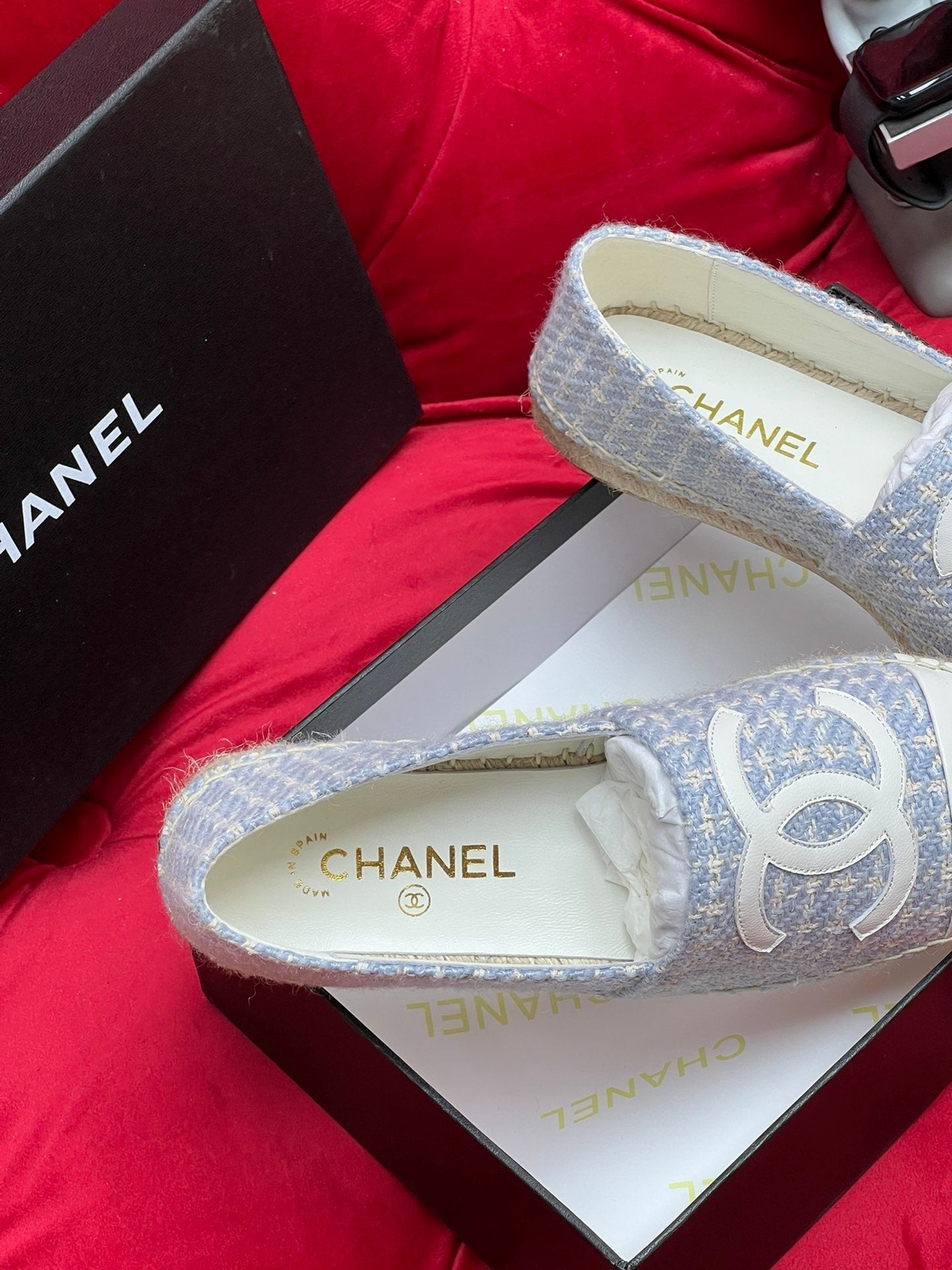 WOVEN LOAFERS IN LIGHT BLUE FABRIC - 34