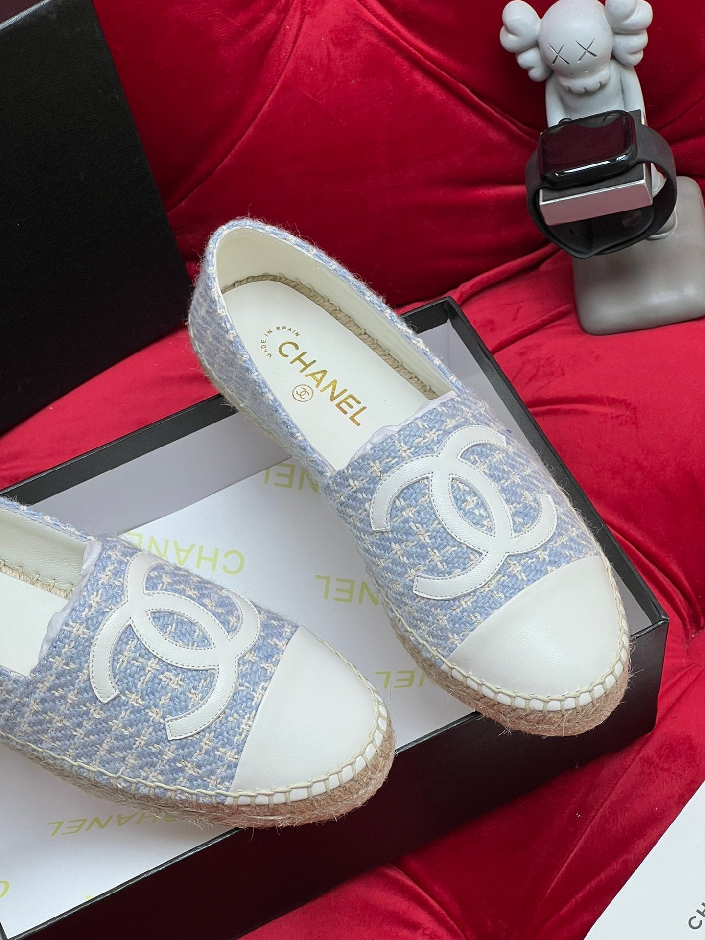 WOVEN LOAFERS IN LIGHT BLUE FABRIC - 34