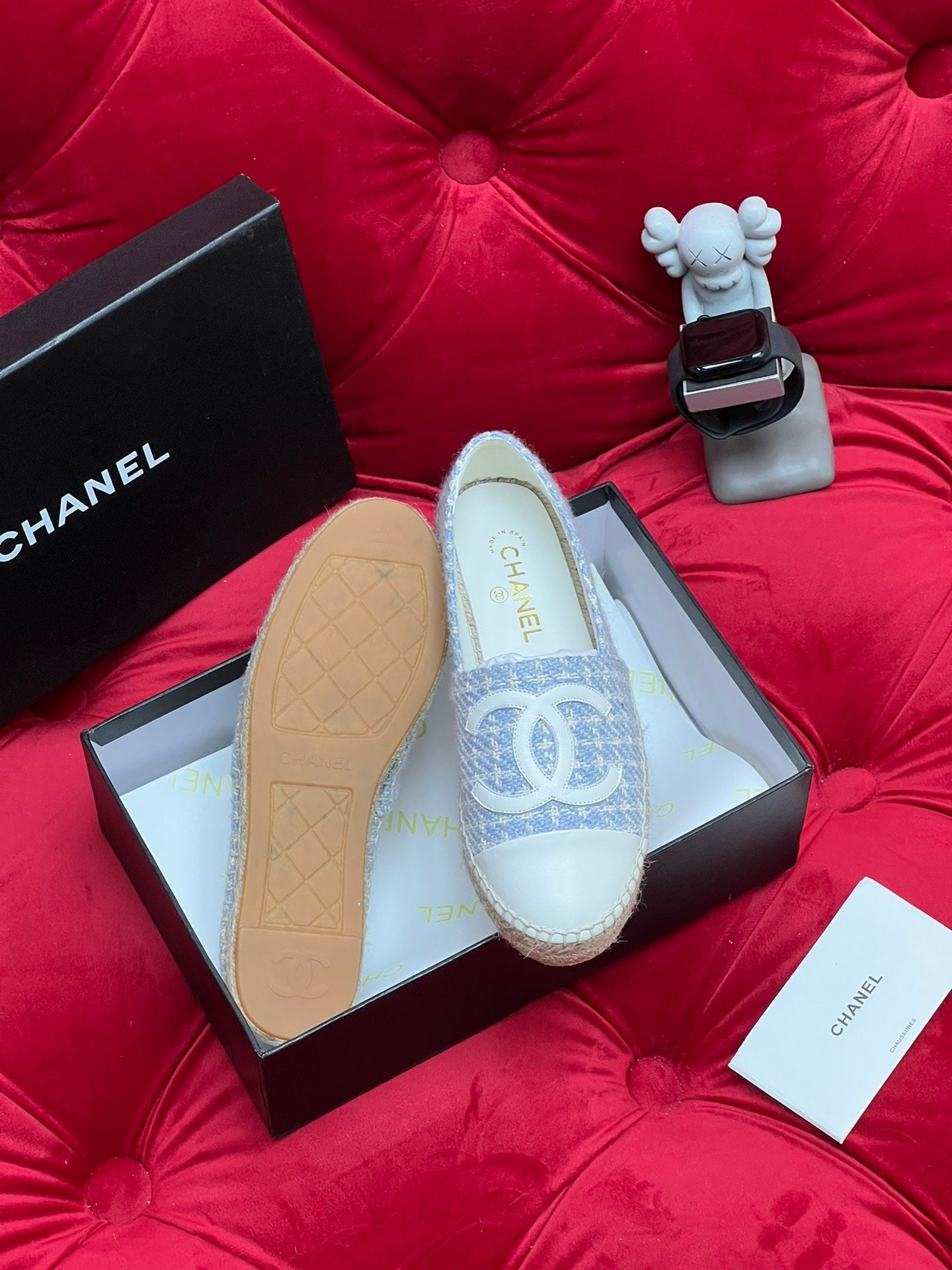 WOVEN LOAFERS IN LIGHT BLUE FABRIC - 34