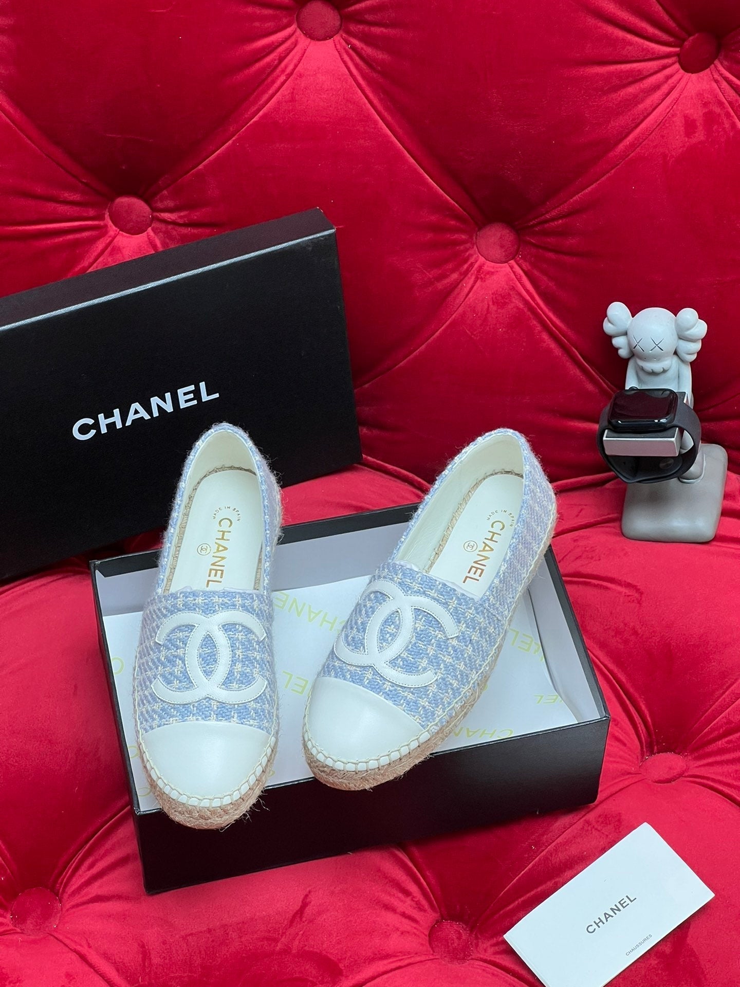 WOVEN LOAFERS IN LIGHT BLUE FABRIC - 34
