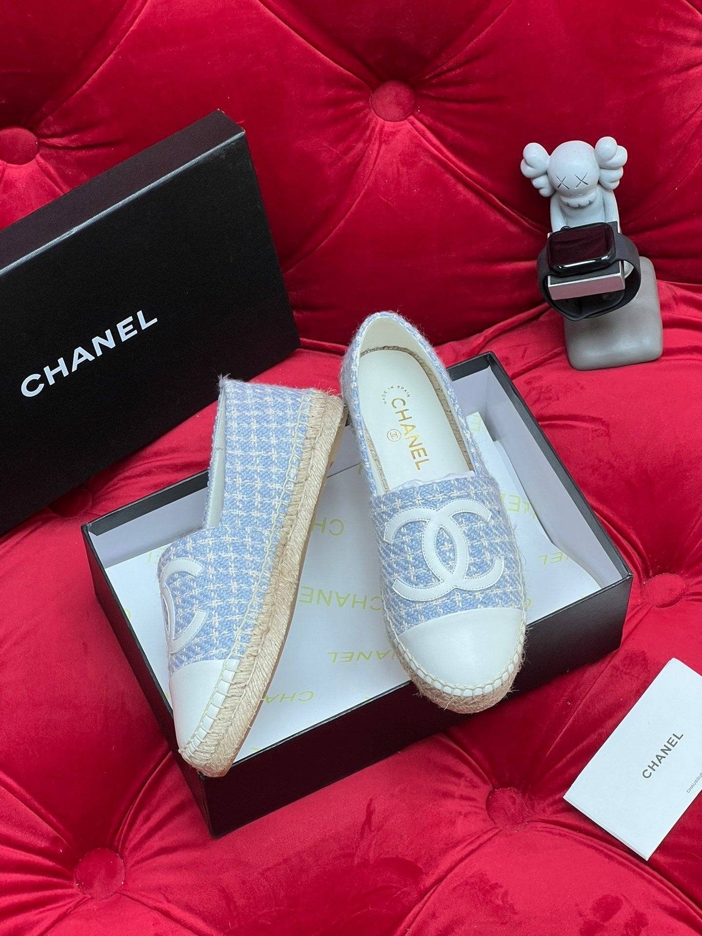 WOVEN LOAFERS IN LIGHT BLUE FABRIC - 34