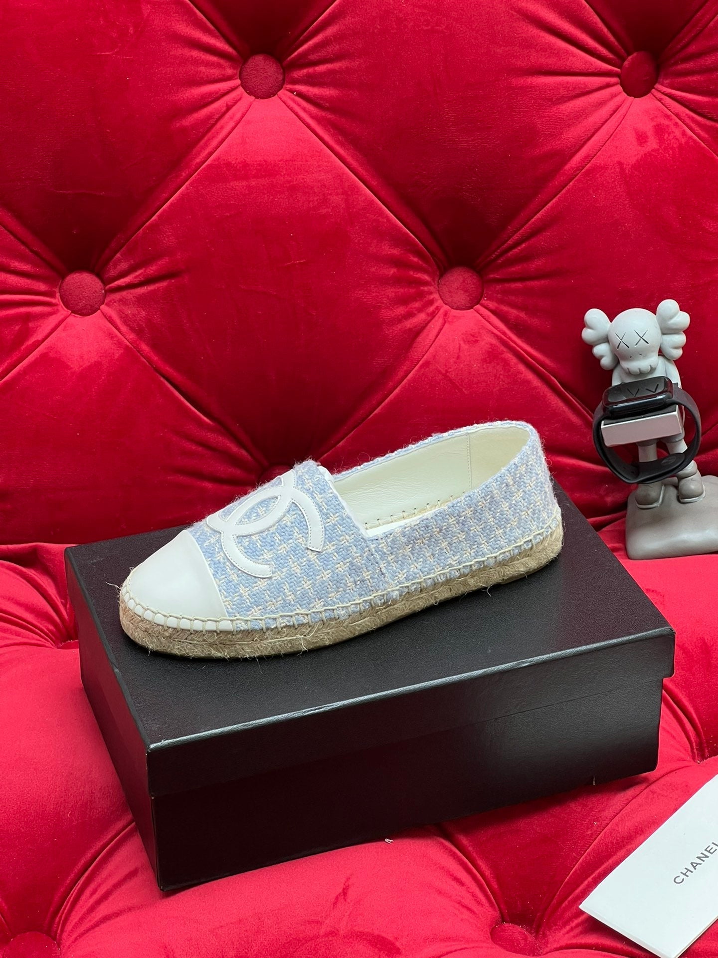 WOVEN LOAFERS IN LIGHT BLUE FABRIC - 34