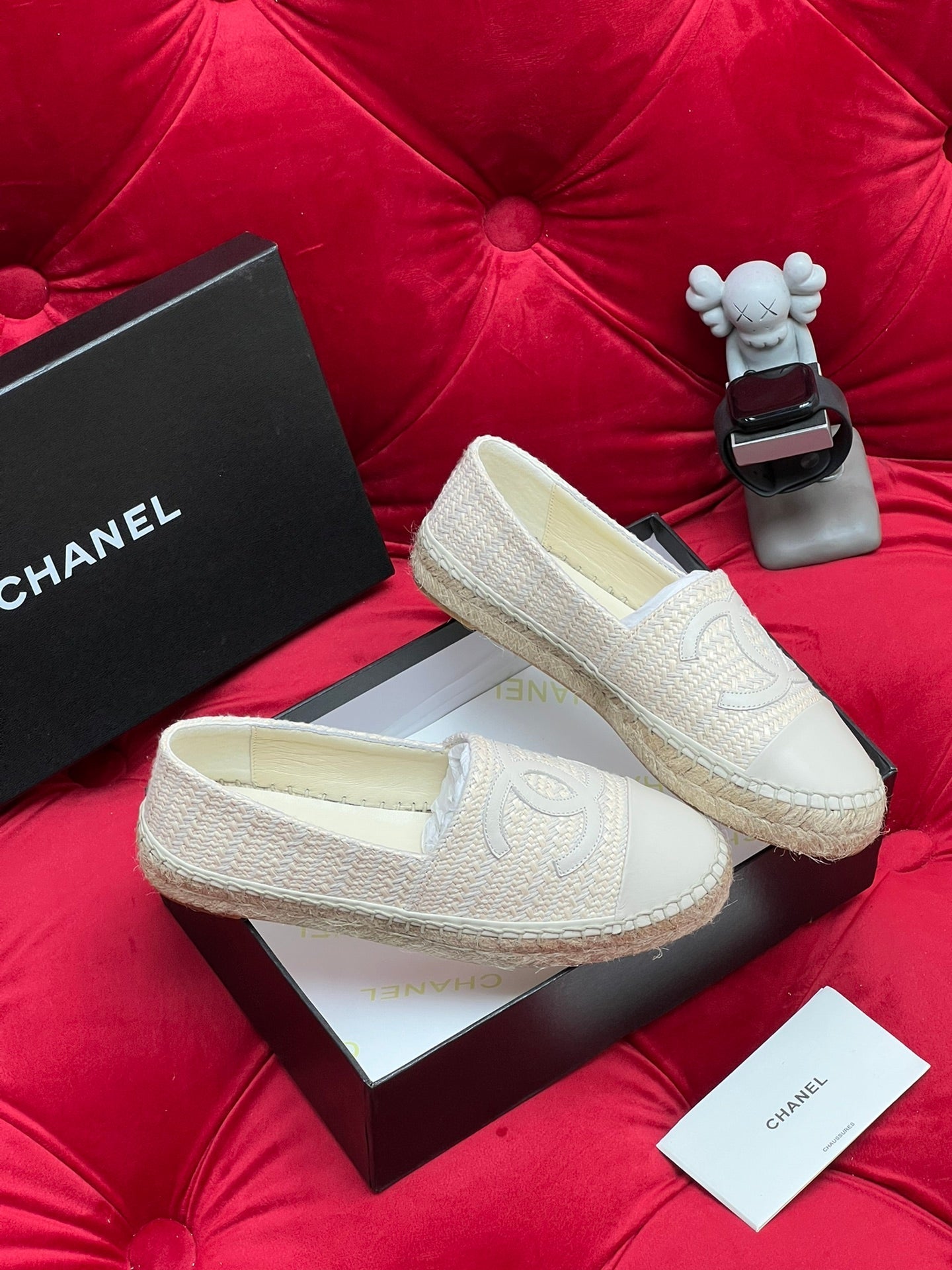 WOVEN LOAFERS IN WHITE BEIGE FABRIC - 34