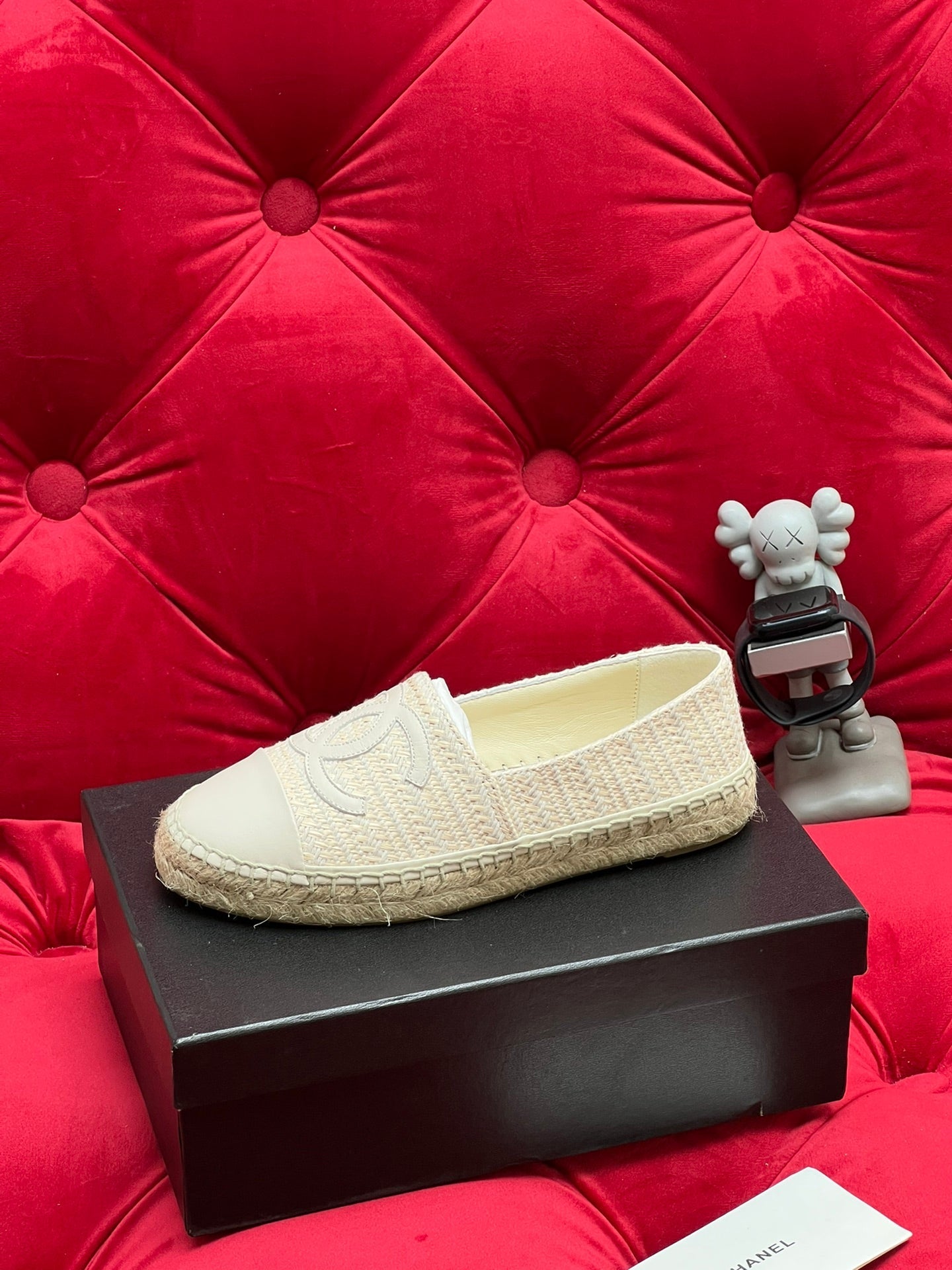 WOVEN LOAFERS IN WHITE BEIGE FABRIC - 34