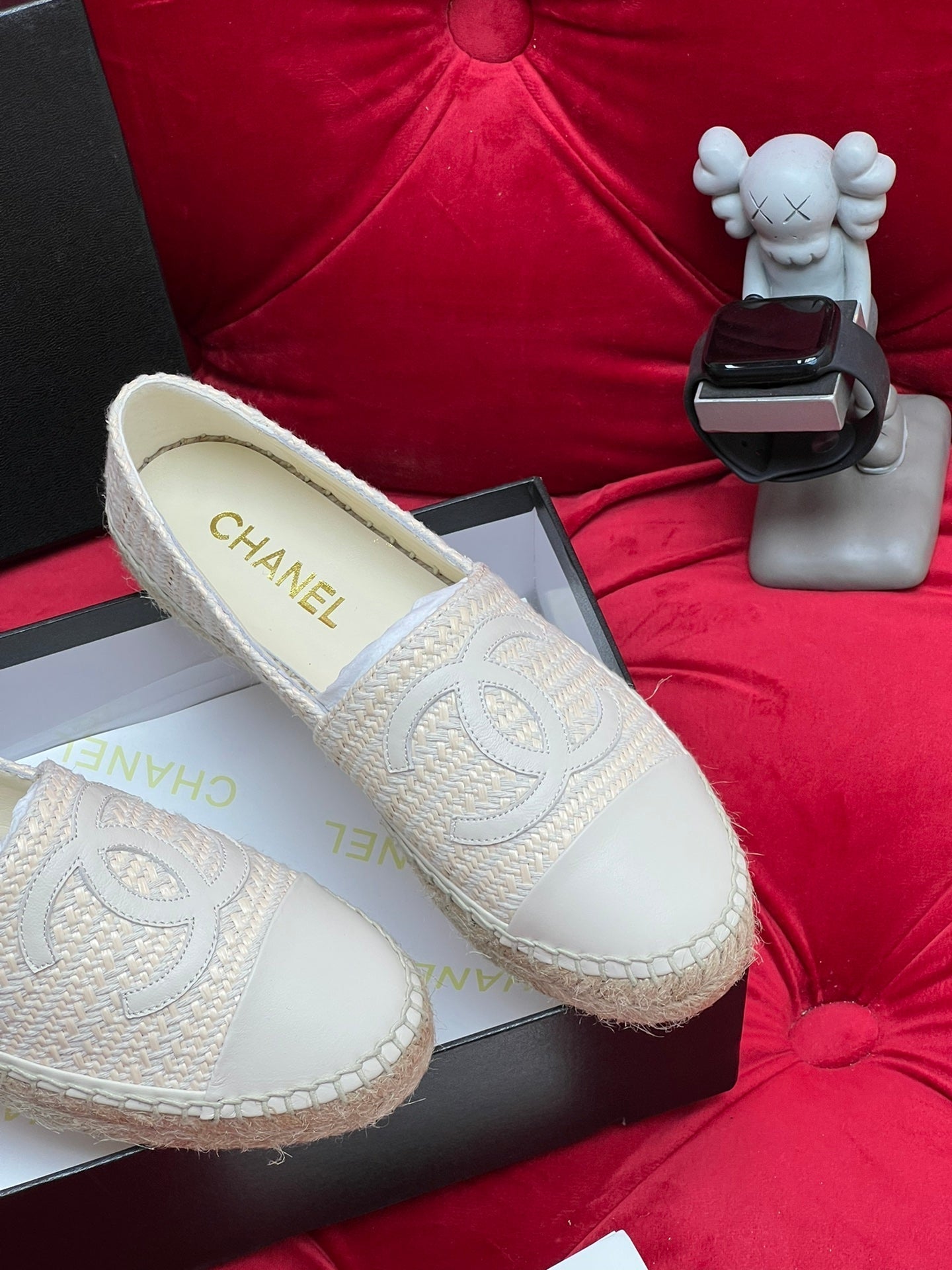 WOVEN LOAFERS IN WHITE BEIGE FABRIC - 34