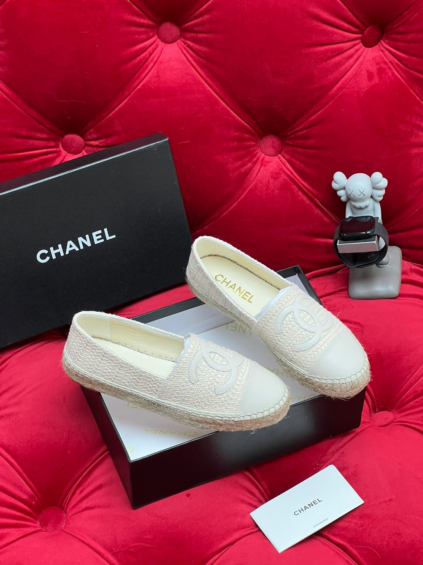 WOVEN LOAFERS IN WHITE BEIGE FABRIC - 34