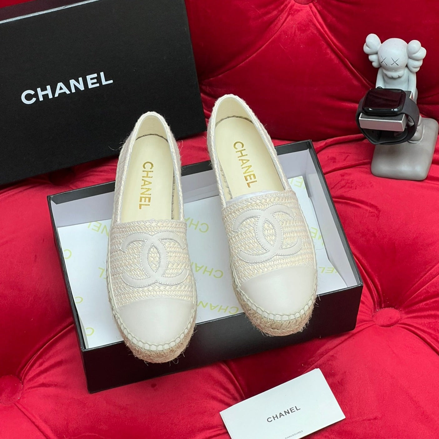 WOVEN LOAFERS IN WHITE BEIGE FABRIC - 34