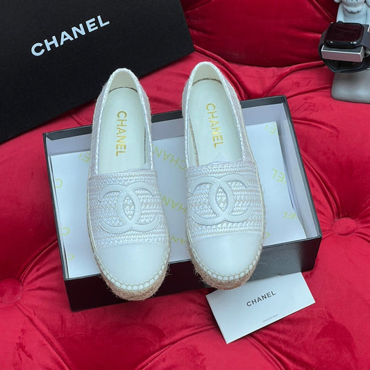 WOVEN LOAFERS IN WHITE FABRIC - 34
