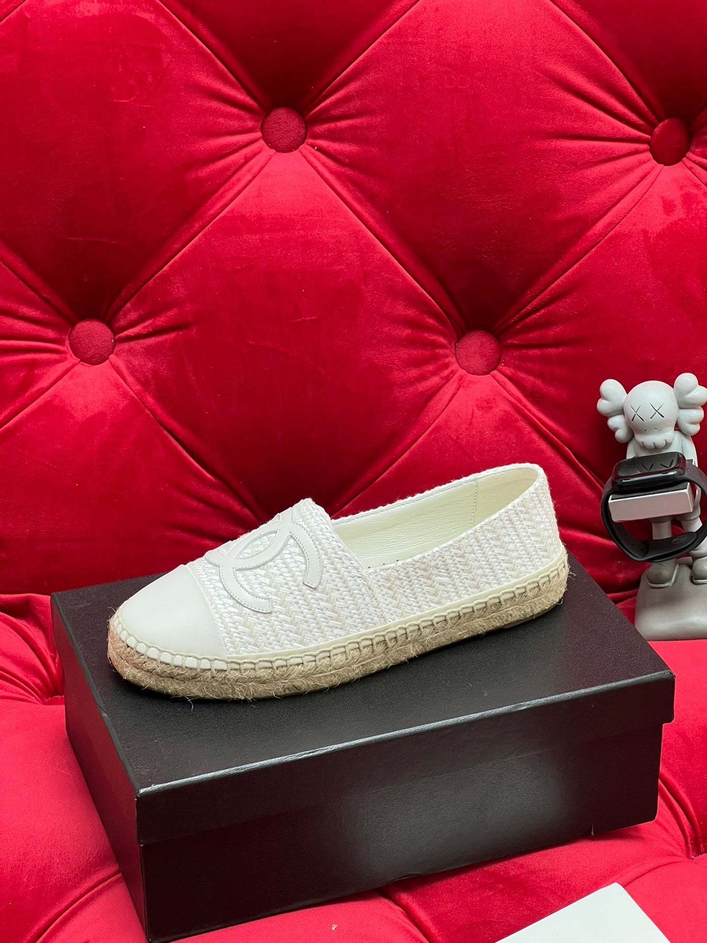WOVEN LOAFERS IN WHITE FABRIC - 34