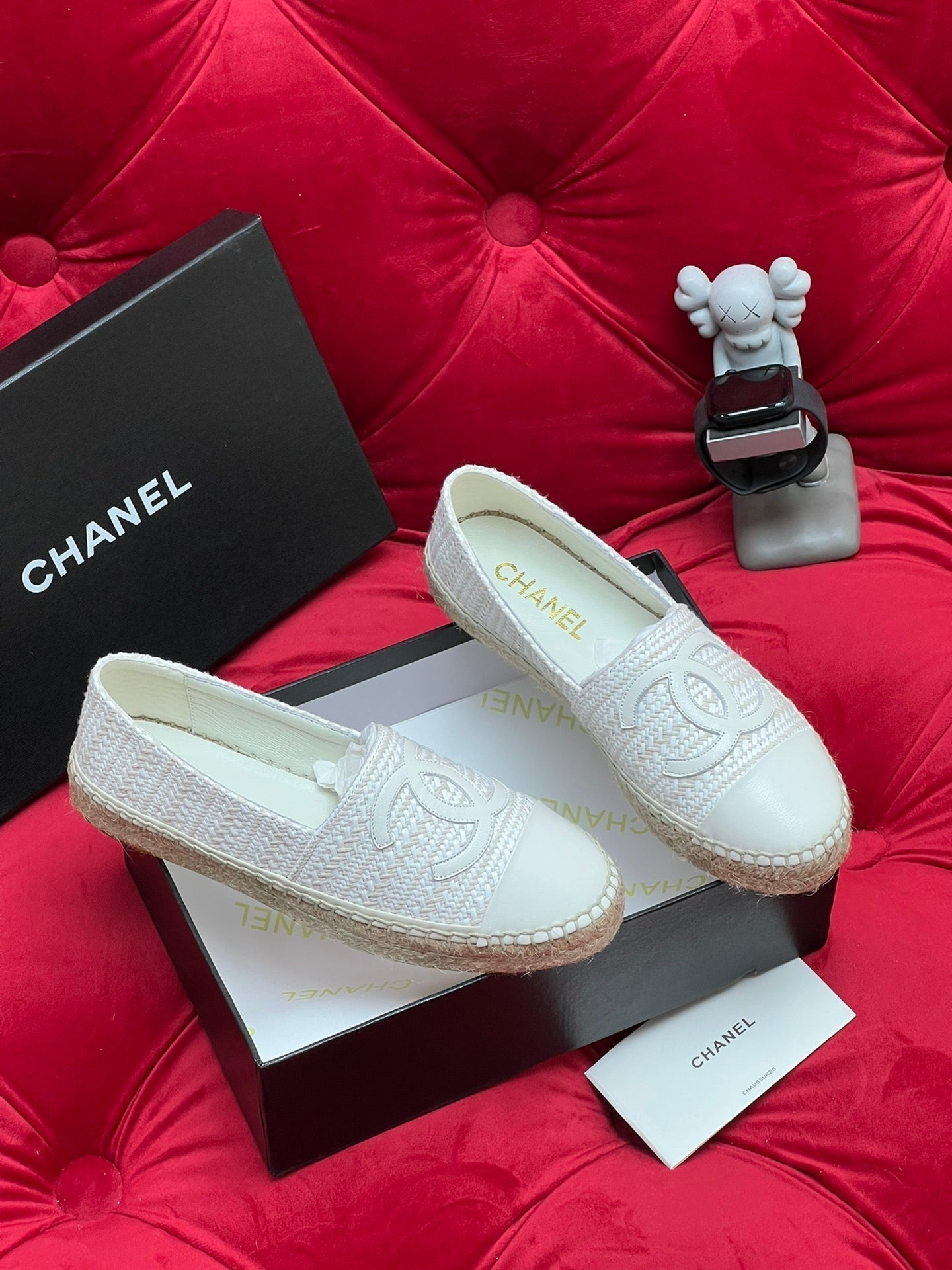 WOVEN LOAFERS IN WHITE FABRIC - 34