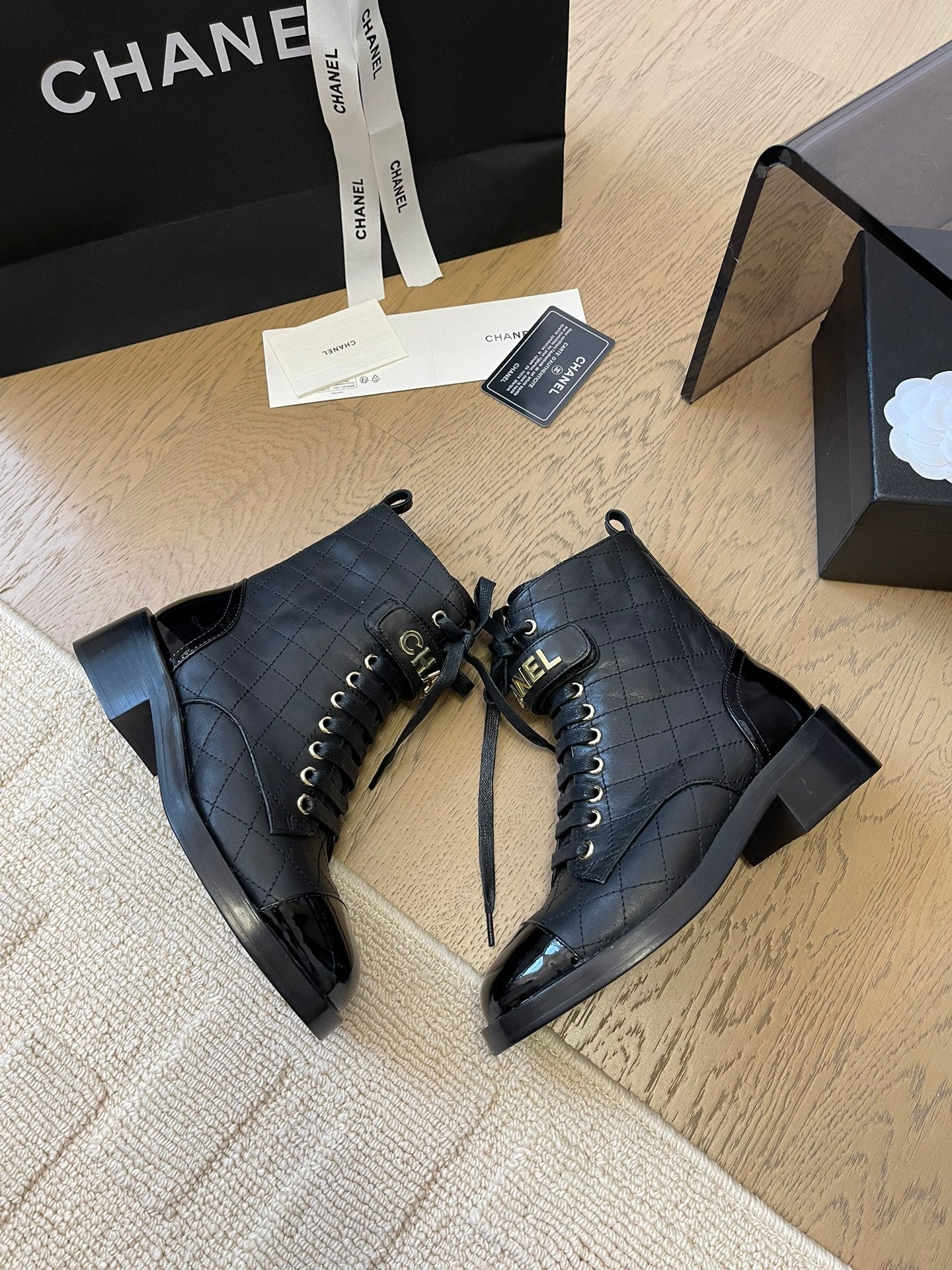 ALPHABET MARTIN BOOTS IN BLACK LAMBSKIN - 35