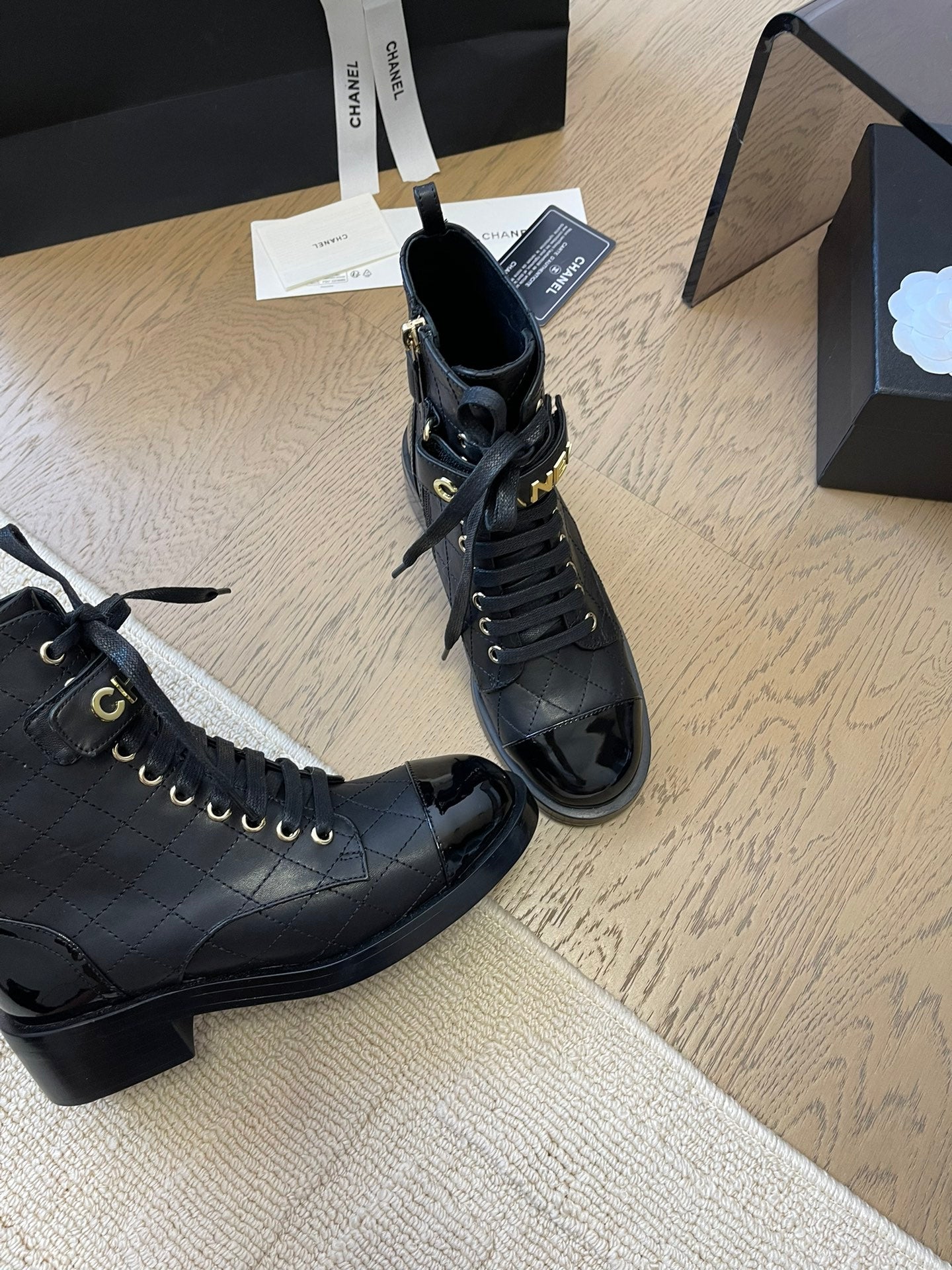 ALPHABET MARTIN BOOTS IN BLACK LAMBSKIN - 35