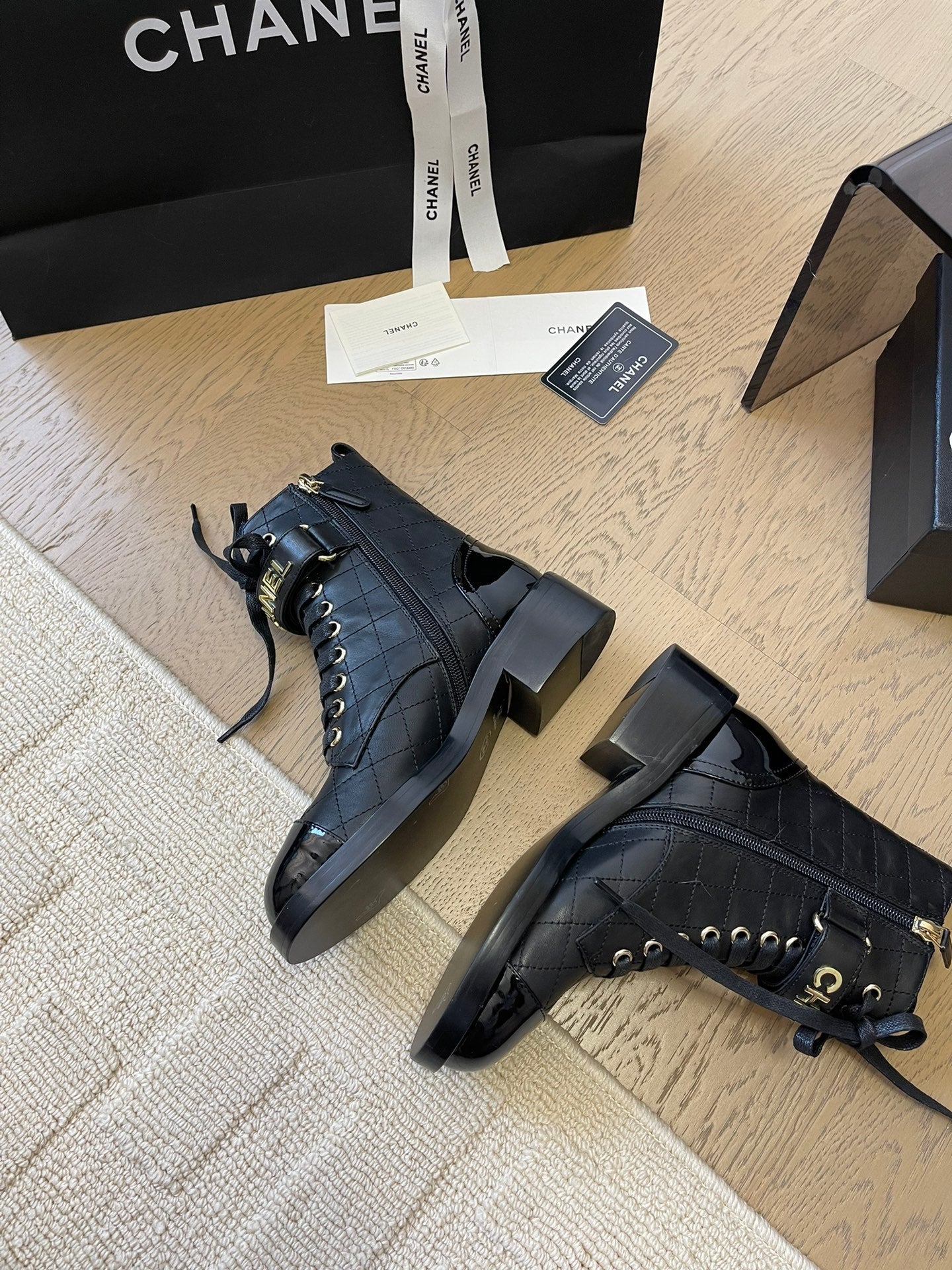 ALPHABET MARTIN BOOTS IN BLACK LAMBSKIN - 35