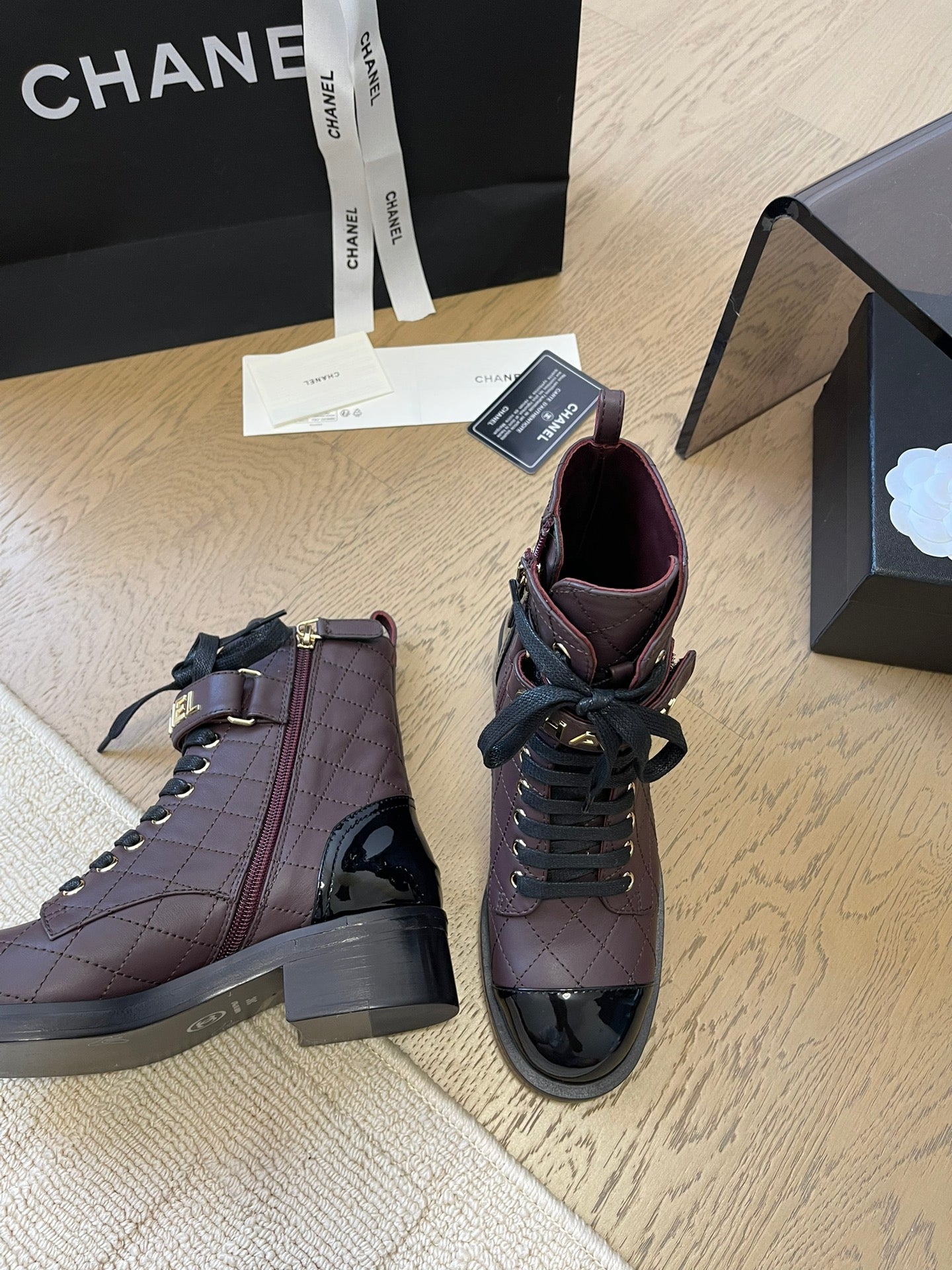 ALPHABET MARTIN BOOTS IN BRUNETTE BROWN MIX BLACK LAMBSKIN - 35