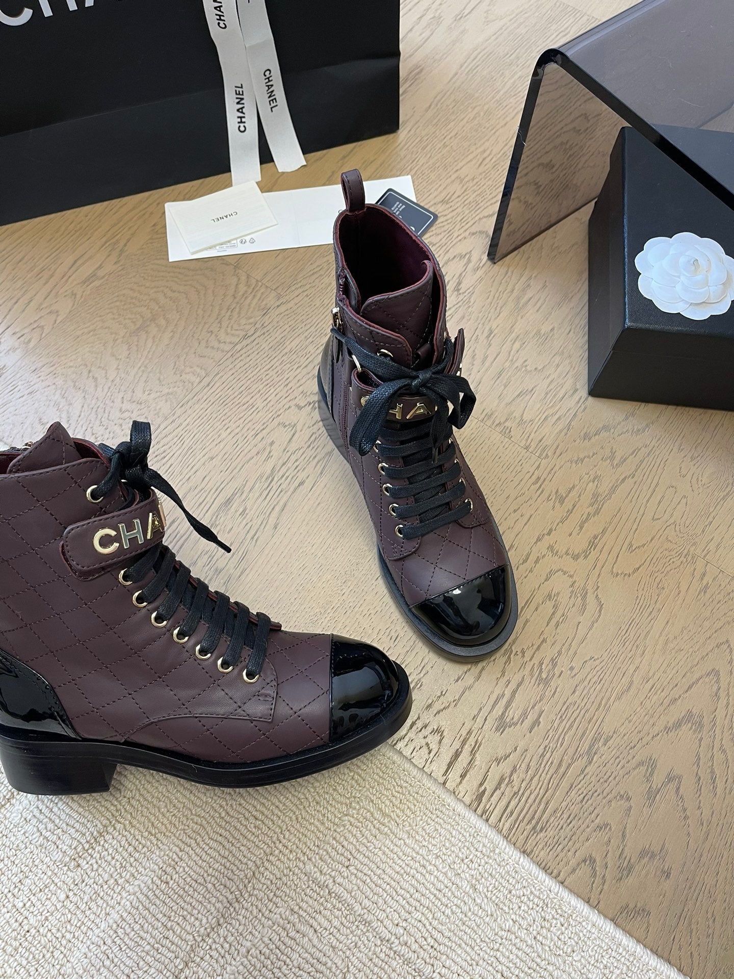ALPHABET MARTIN BOOTS IN BRUNETTE BROWN MIX BLACK LAMBSKIN - 35