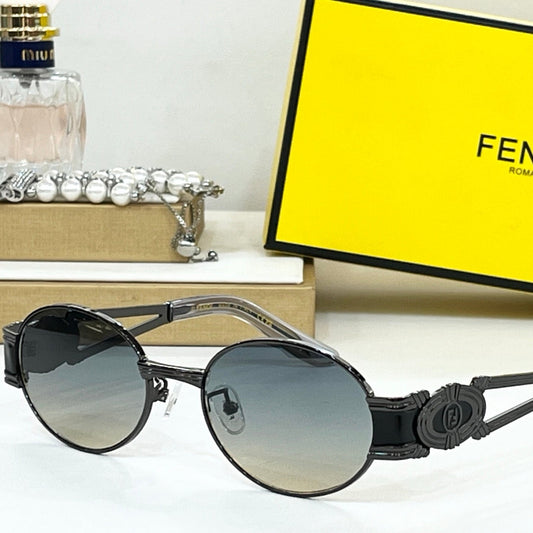 FIRST CRYSTAL CHUNKY OVAL FRAME SUNGLASSES SL7040 IN METAL - Gradient blue