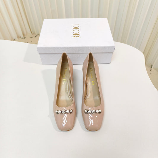 DIOR HIGH HEEL 55 MM 25S IN BEIGE LAMBSKIN PEARL DETAILING - 34