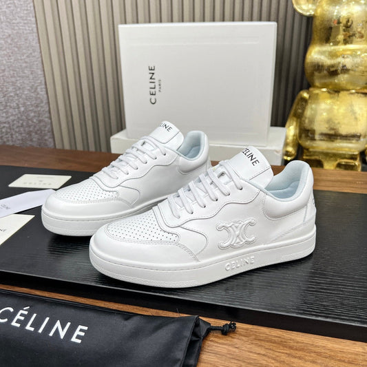 SNEAKER WITH TRIOMPHE IN WHITE CALFSKIN - 35