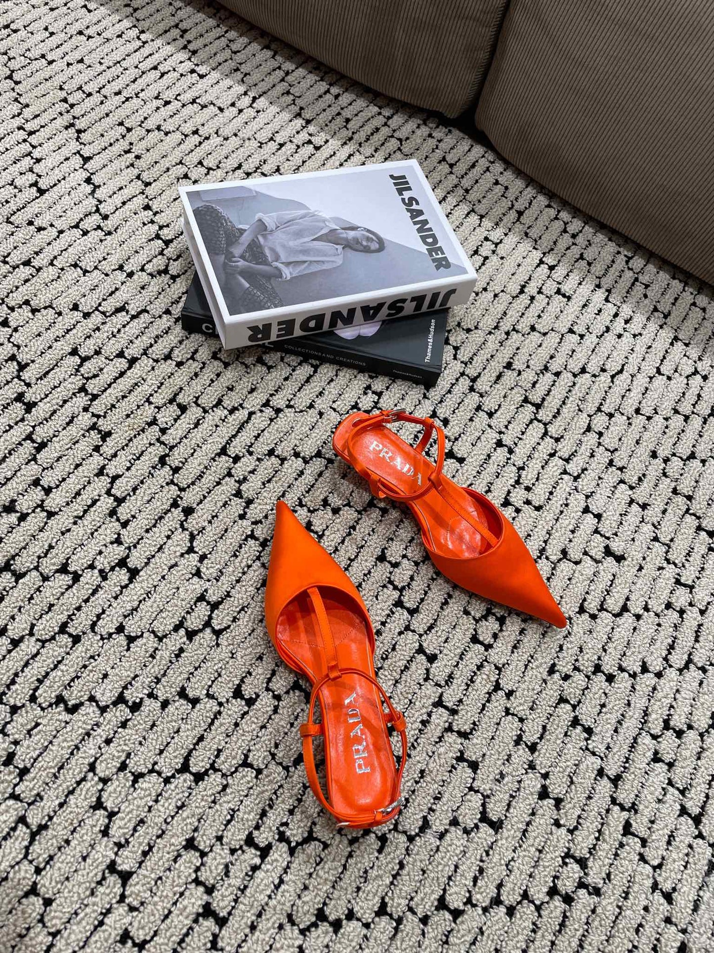 PRA SATIN SLINGBACK PUMPS BRIGHT ORANGE - 35