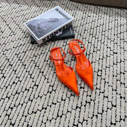 PRA SATIN SLINGBACK PUMPS BRIGHT ORANGE - 35