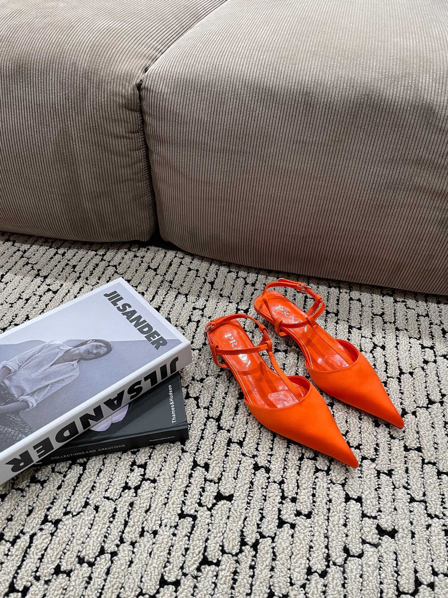 PRA SATIN SLINGBACK PUMPS BRIGHT ORANGE - 35