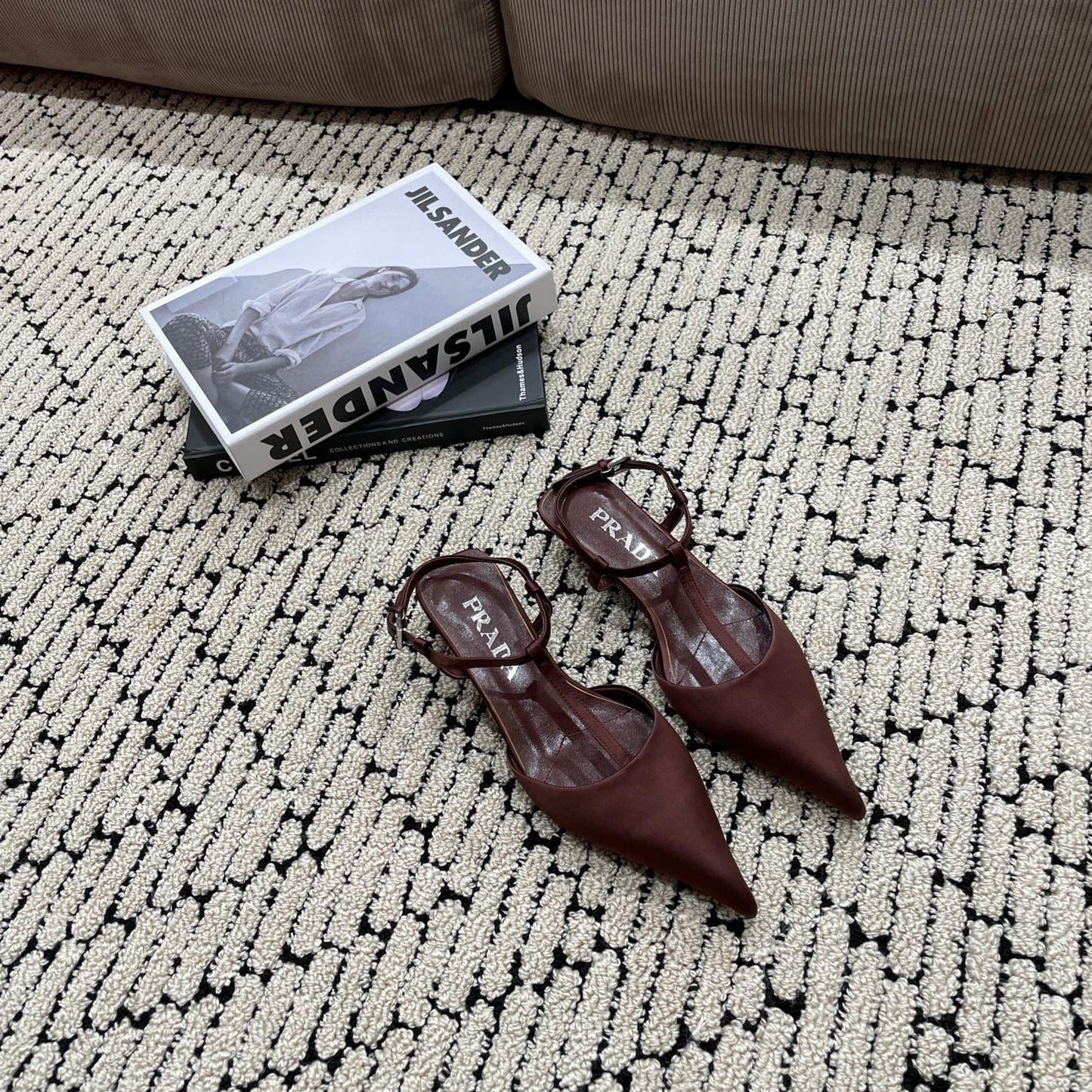 PRA SATIN SLINGBACK PUMPS CHOCOLATE - 35
