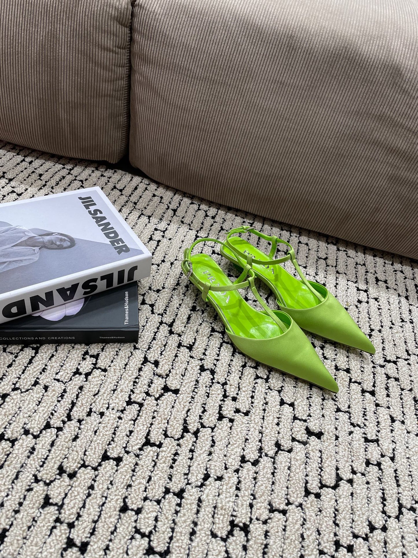 PRA SATIN SLINGBACK PUMPS CHARTREUSE - 35