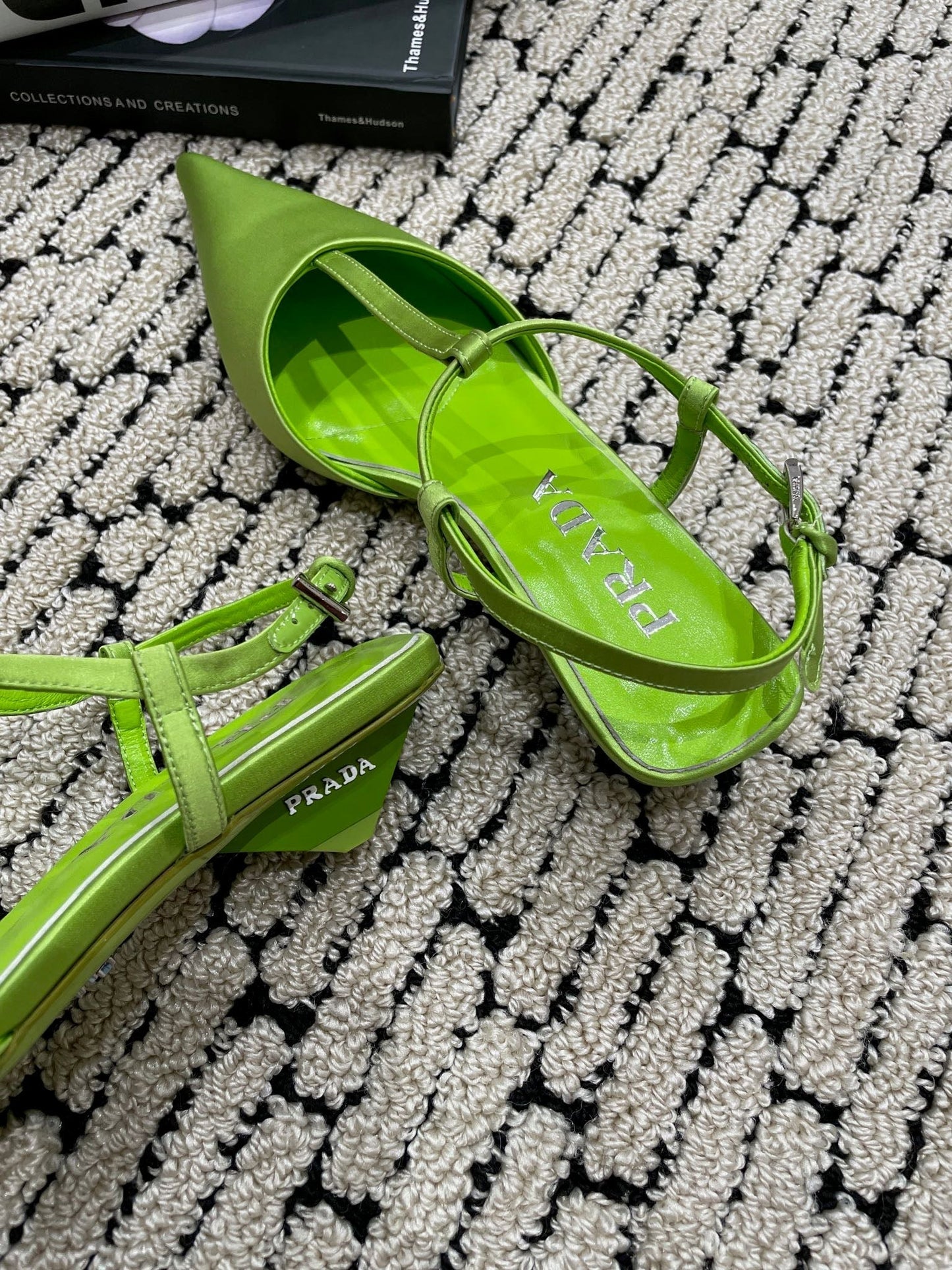 PRA SATIN SLINGBACK PUMPS CHARTREUSE - 35