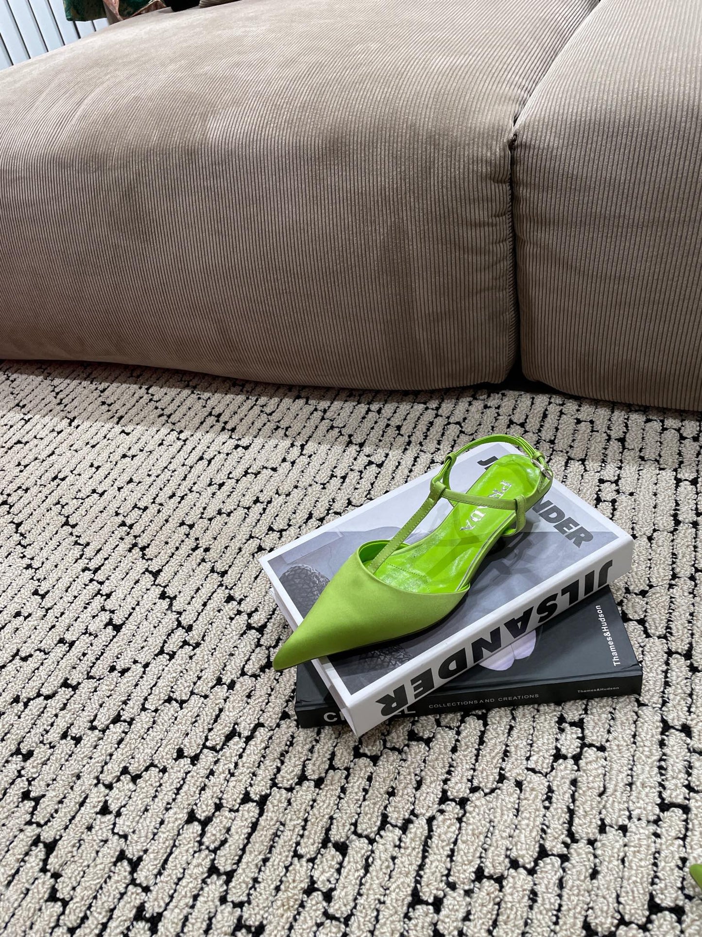 PRA SATIN SLINGBACK PUMPS CHARTREUSE - 35