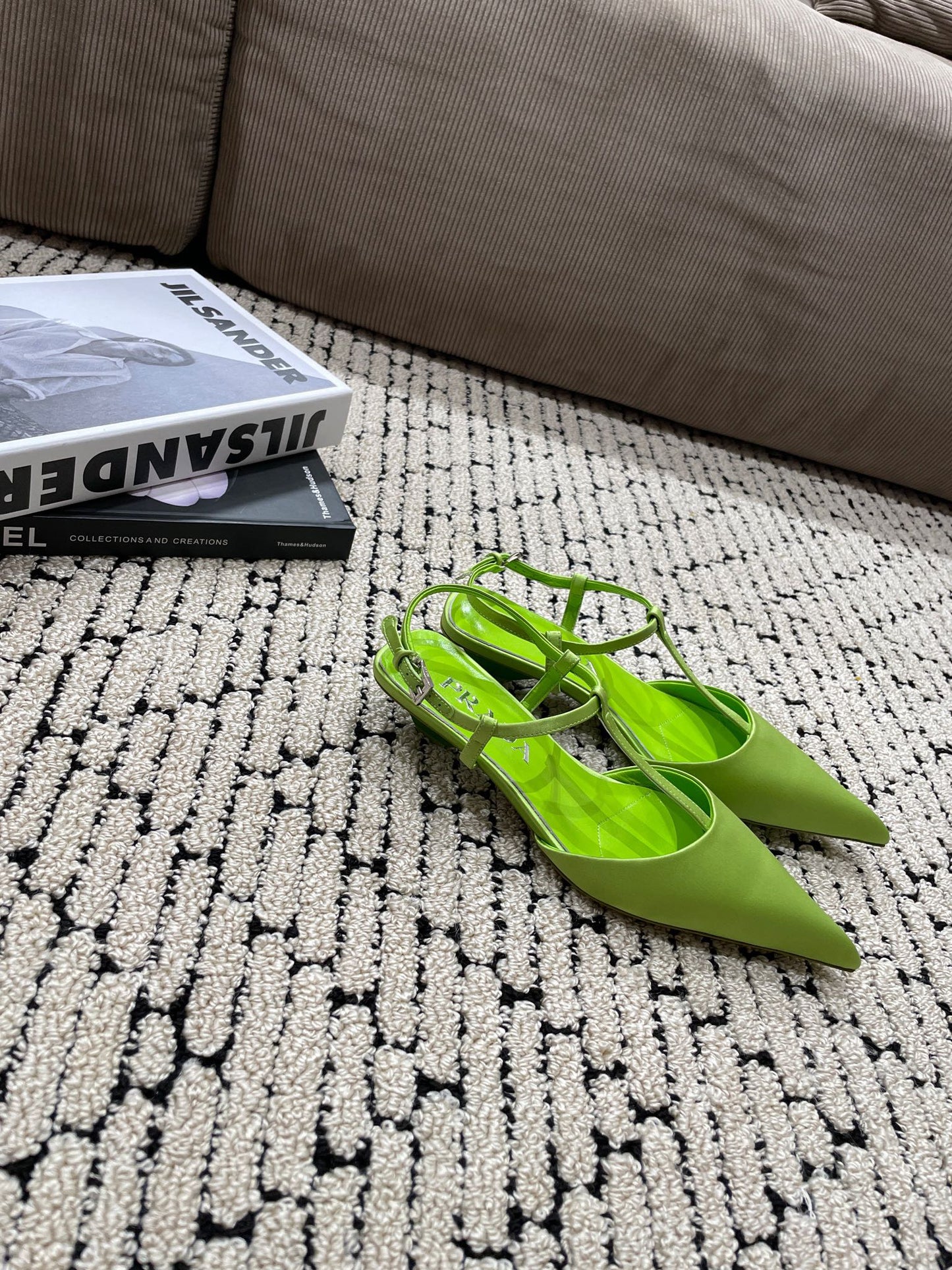 PRA SATIN SLINGBACK PUMPS CHARTREUSE - 35