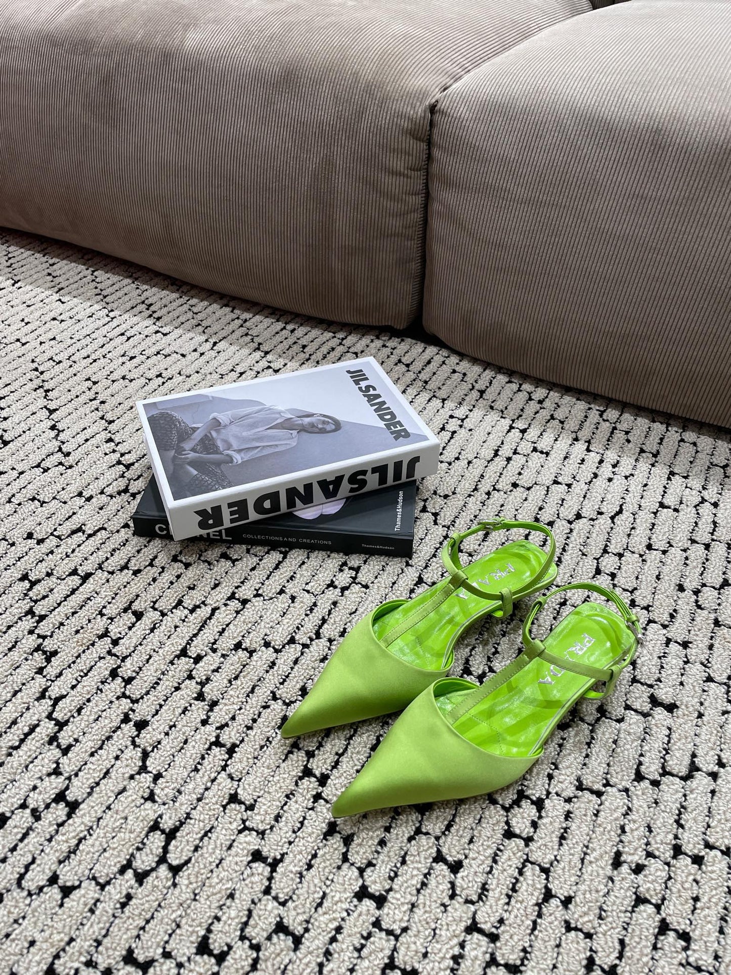 PRA SATIN SLINGBACK PUMPS CHARTREUSE - 35