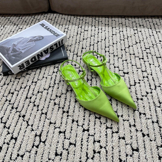 PRA SATIN SLINGBACK PUMPS CHARTREUSE - 35