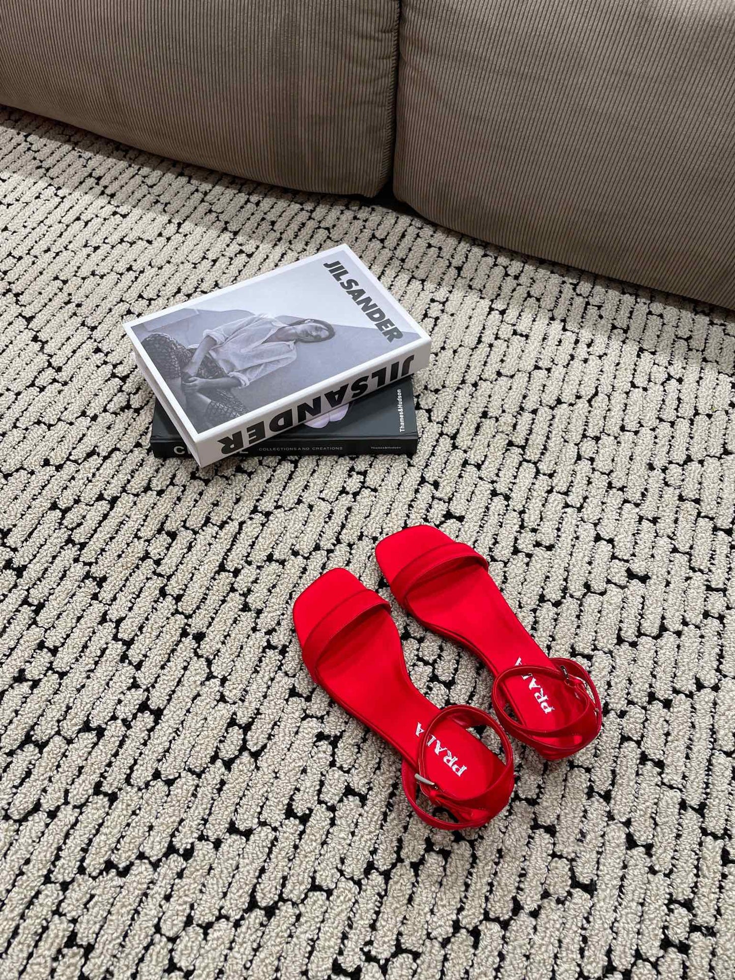 PRA TRIANGLE HEEL SATIN SANDALS CRIMSON - 35