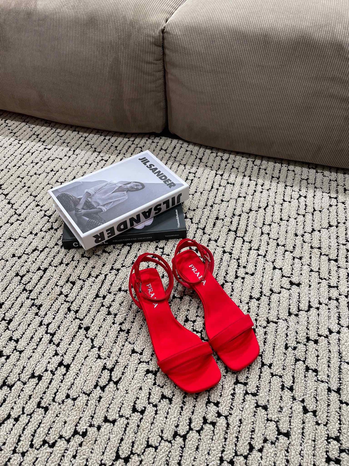 PRA TRIANGLE HEEL SATIN SANDALS CRIMSON - 35