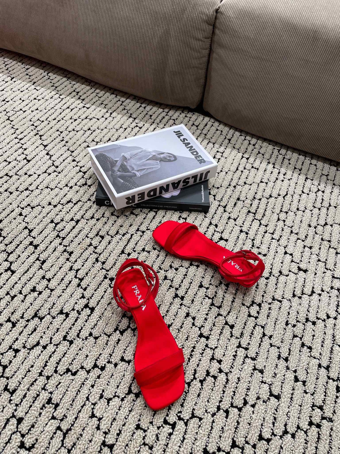 PRA TRIANGLE HEEL SATIN SANDALS CRIMSON - 35
